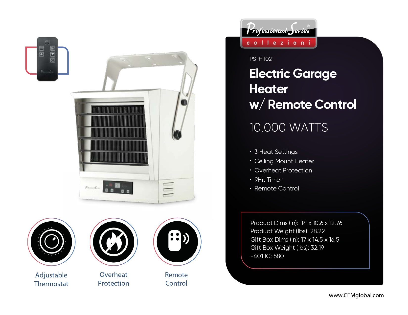 Electric Garage Heater w/ Remote Control