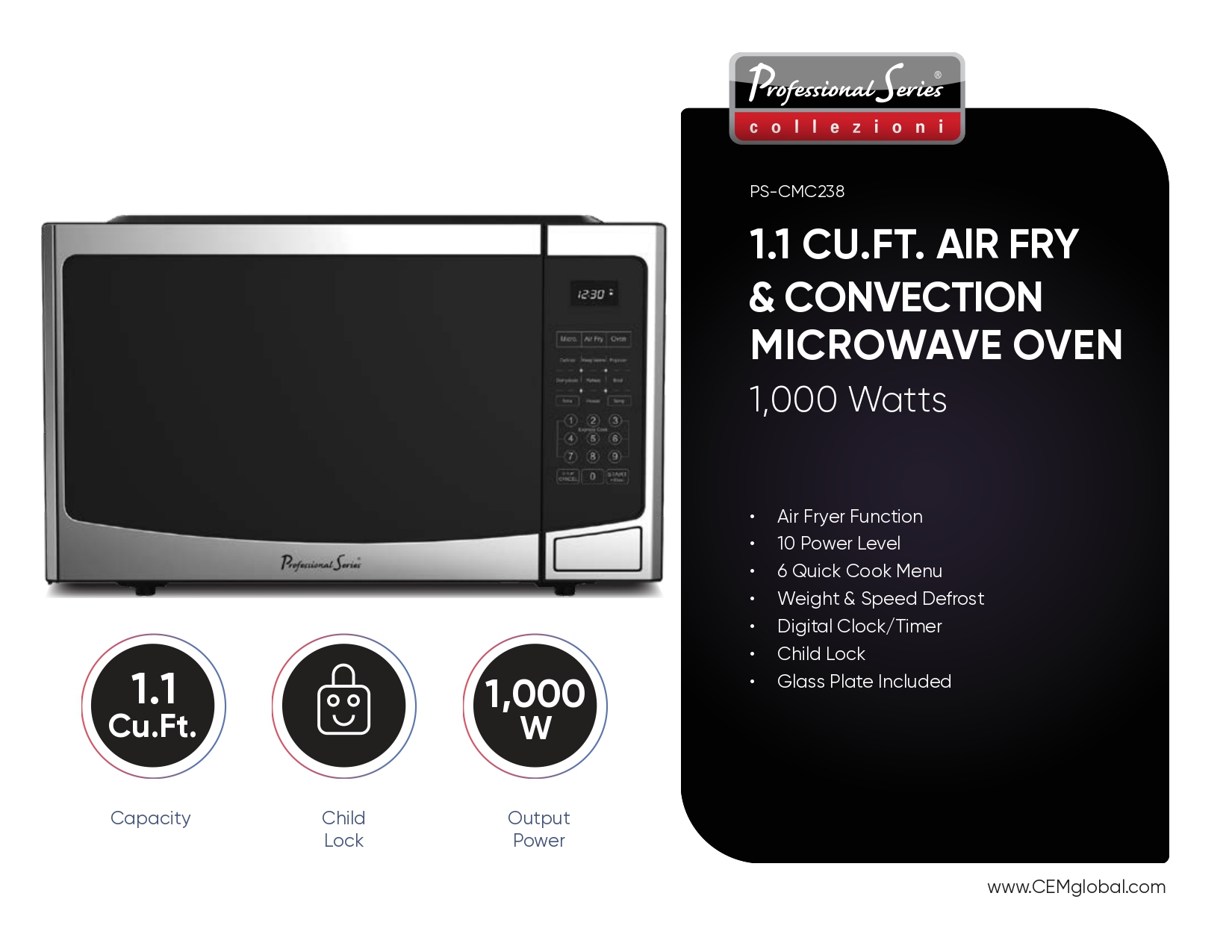 1.1 CU.FT. AIR FRY & CONVECTION MICROWAVE OVEN