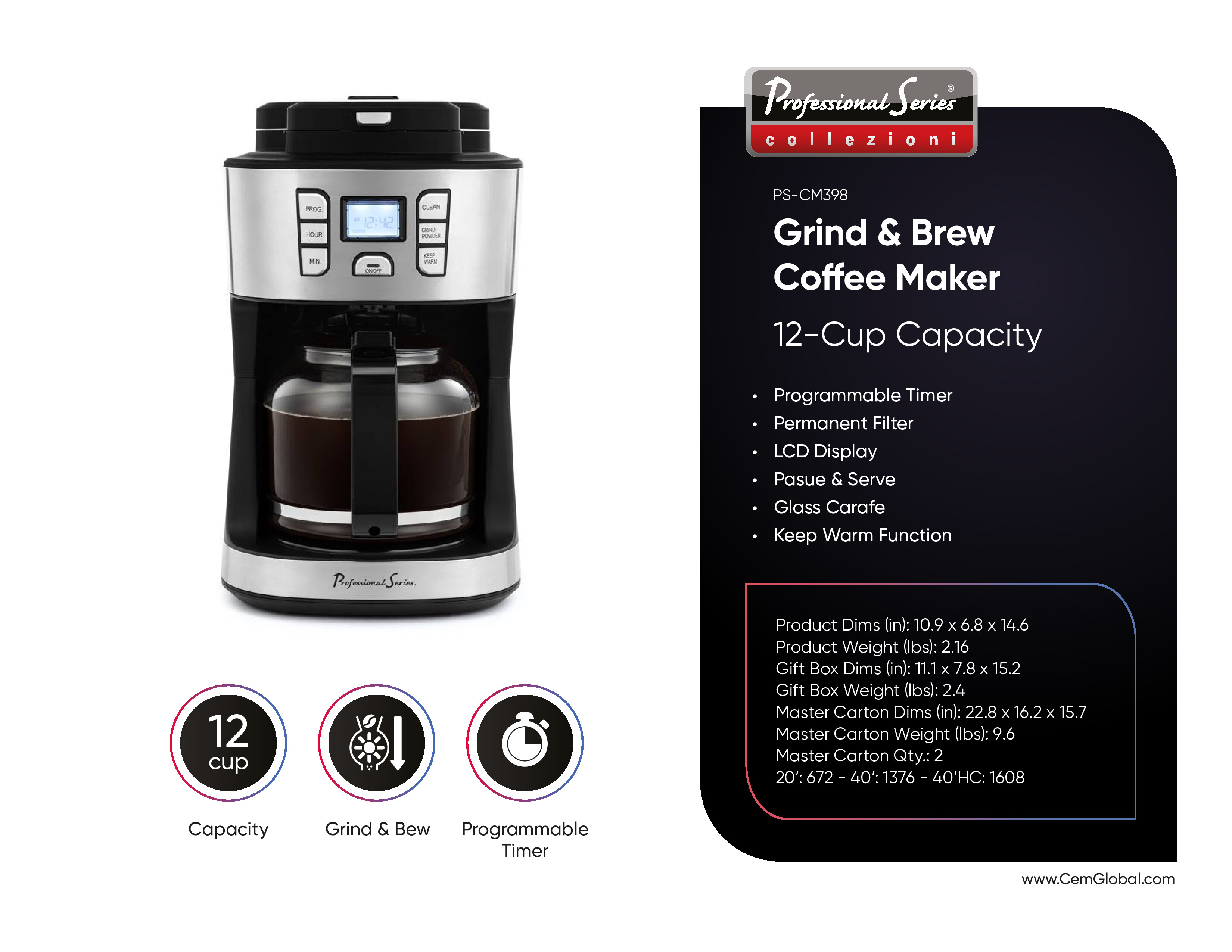 Digital Grind & Brew 12-CUp (Stainless)
