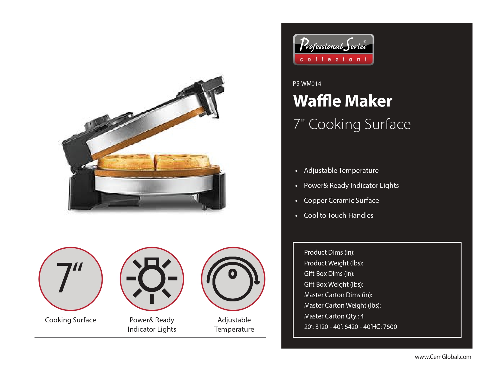 Waffle Maker 7 Cooking Surface