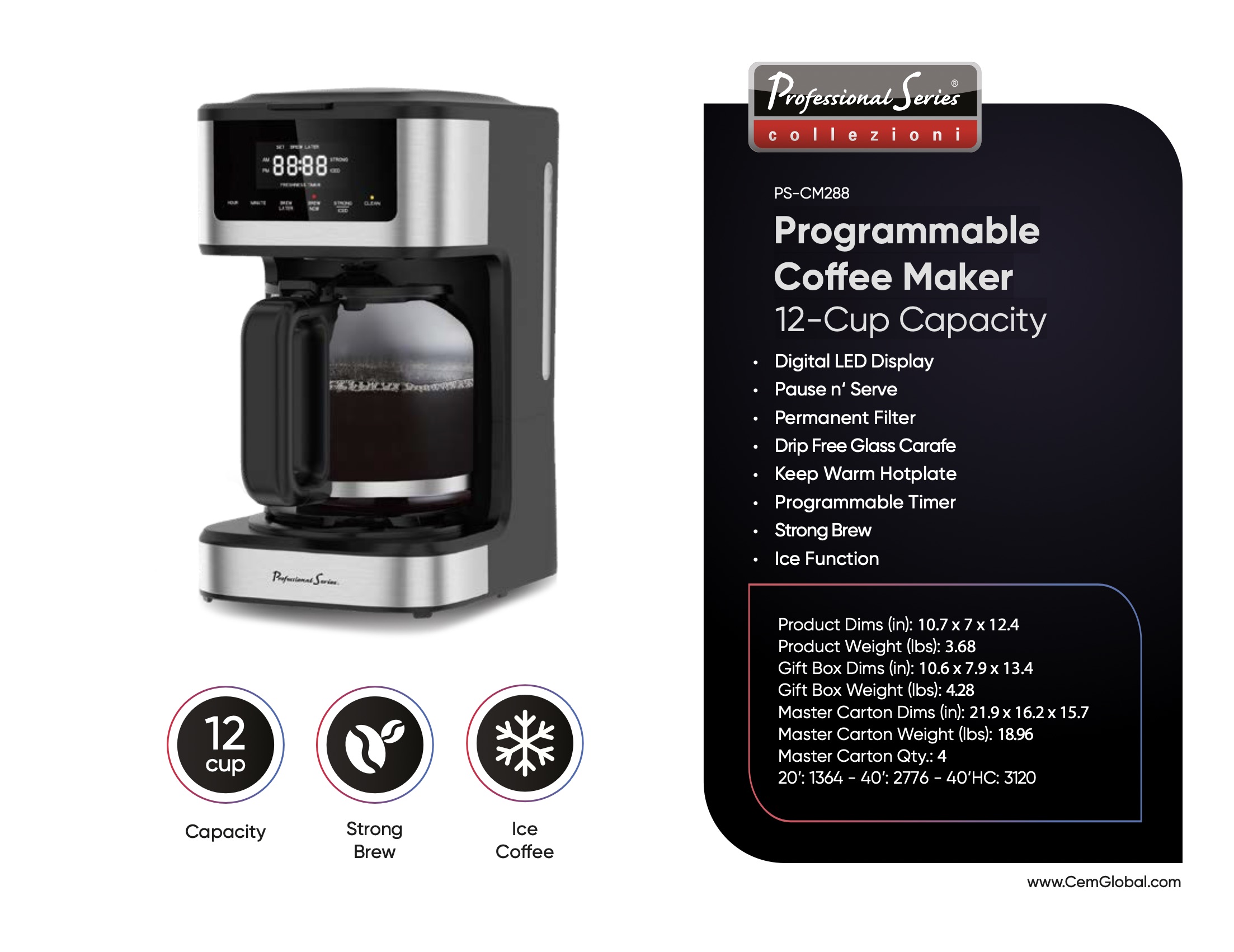 Programmable Coffee Maker 12-Cup Capacity