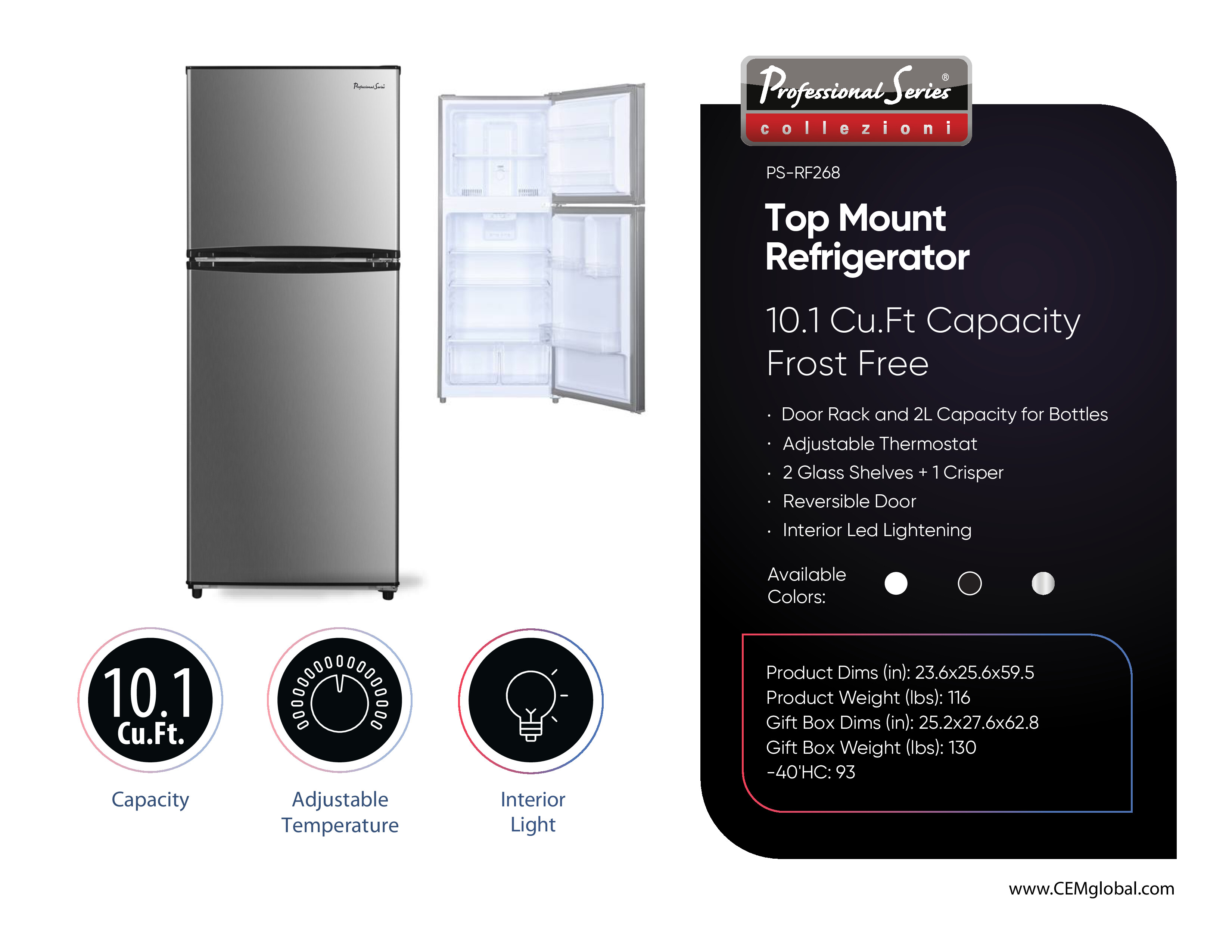 Top Mount Refrigerator 10.1 Cu.Ft.