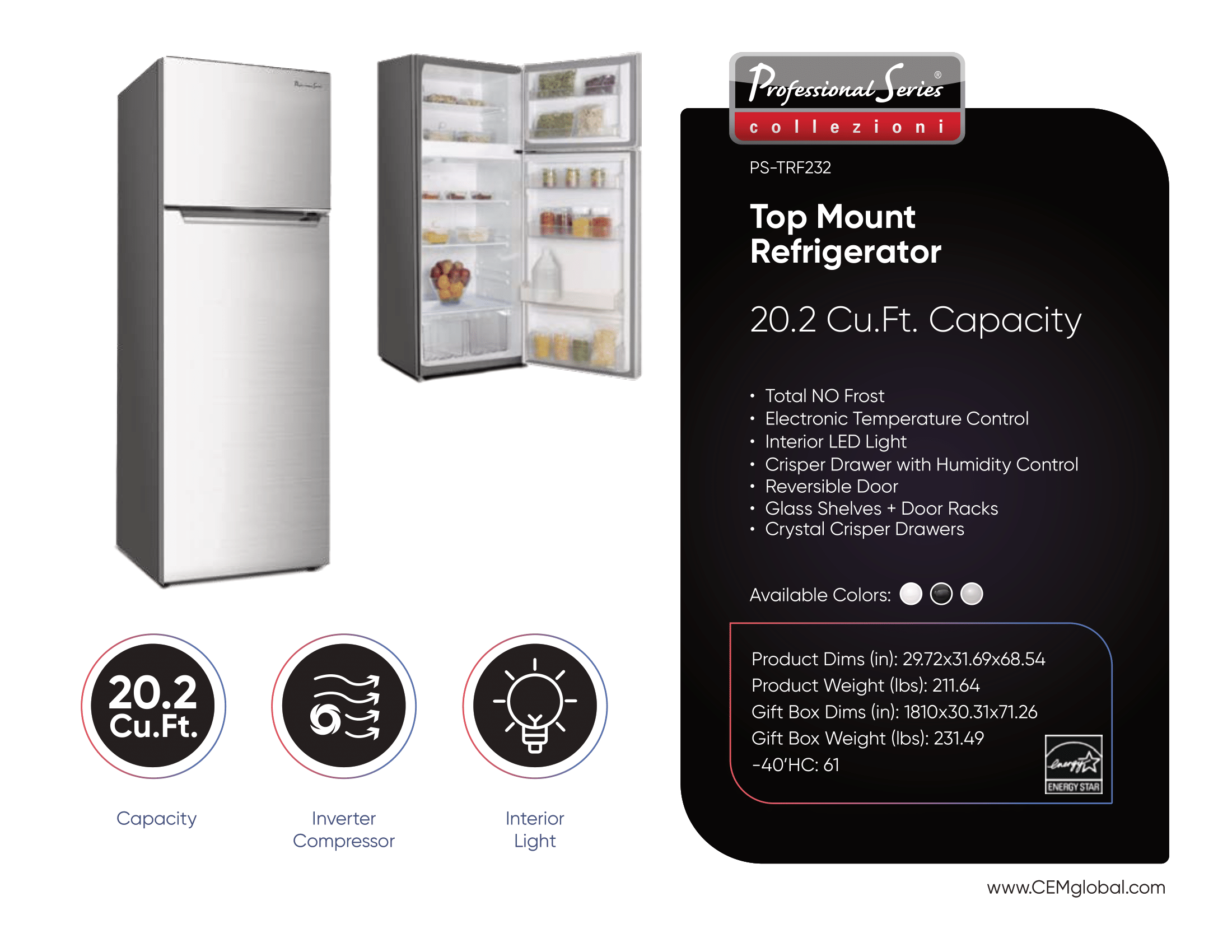 Top Mount Refrigerator 20.2 Cu.Ft.