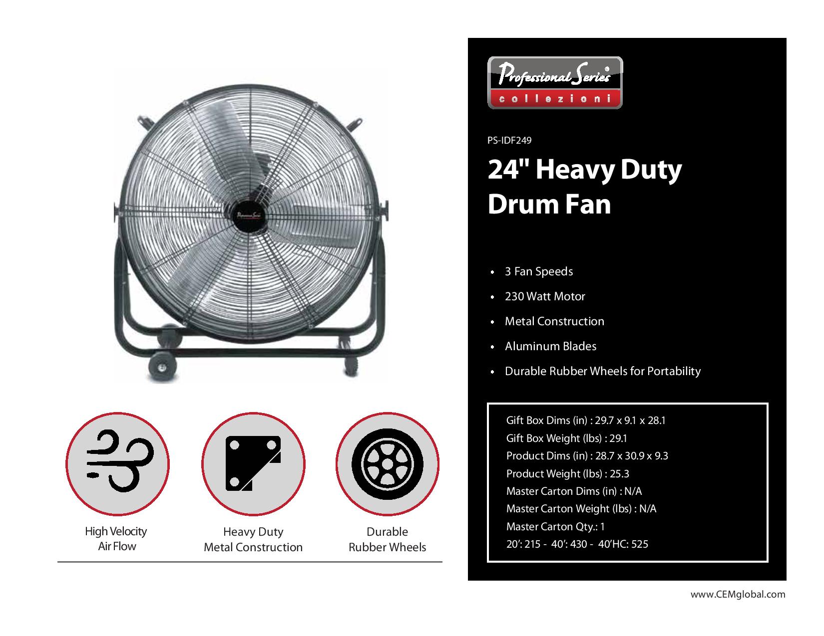 24" Heavy Duty Drum Fan