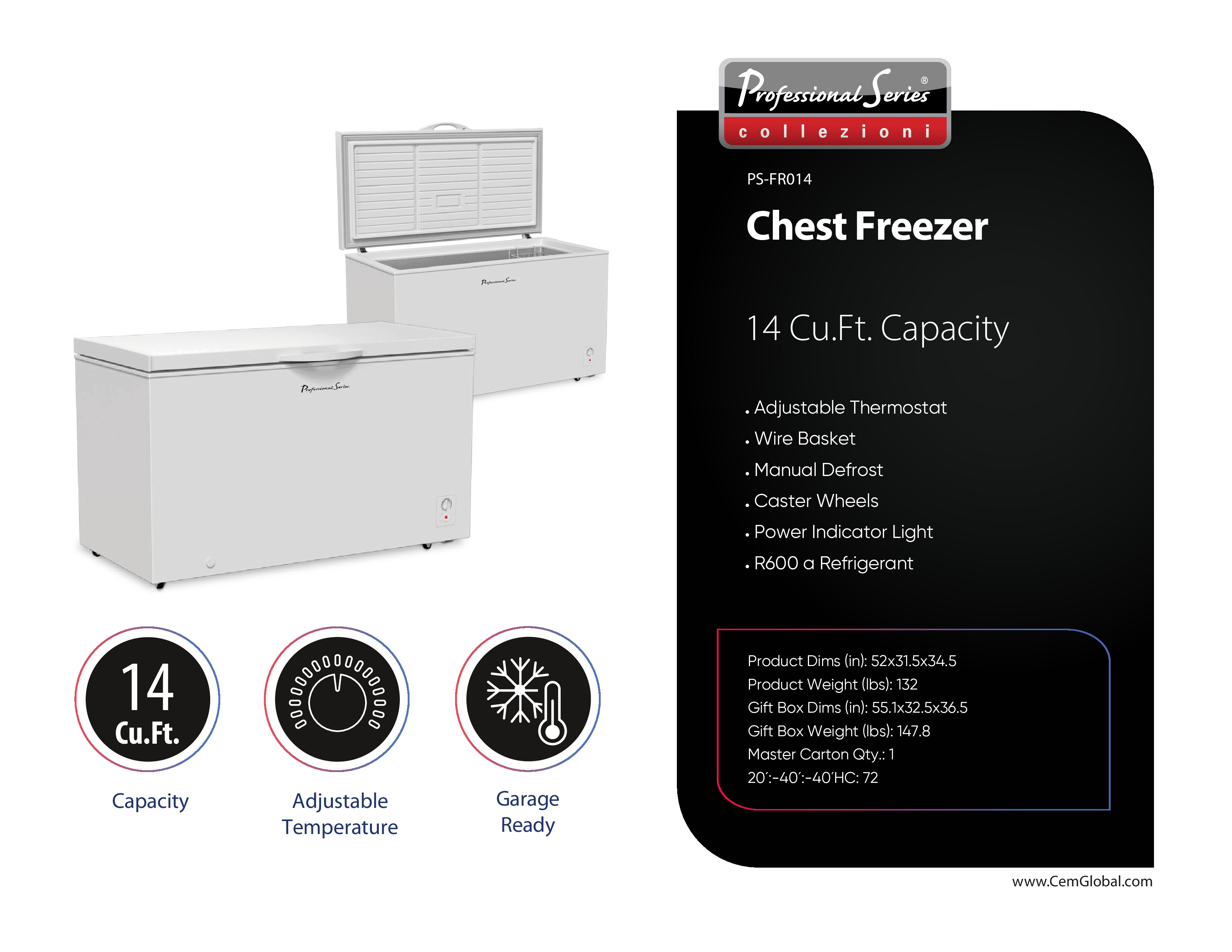 Chest Freezer 14 Cu.Ft. Capacity