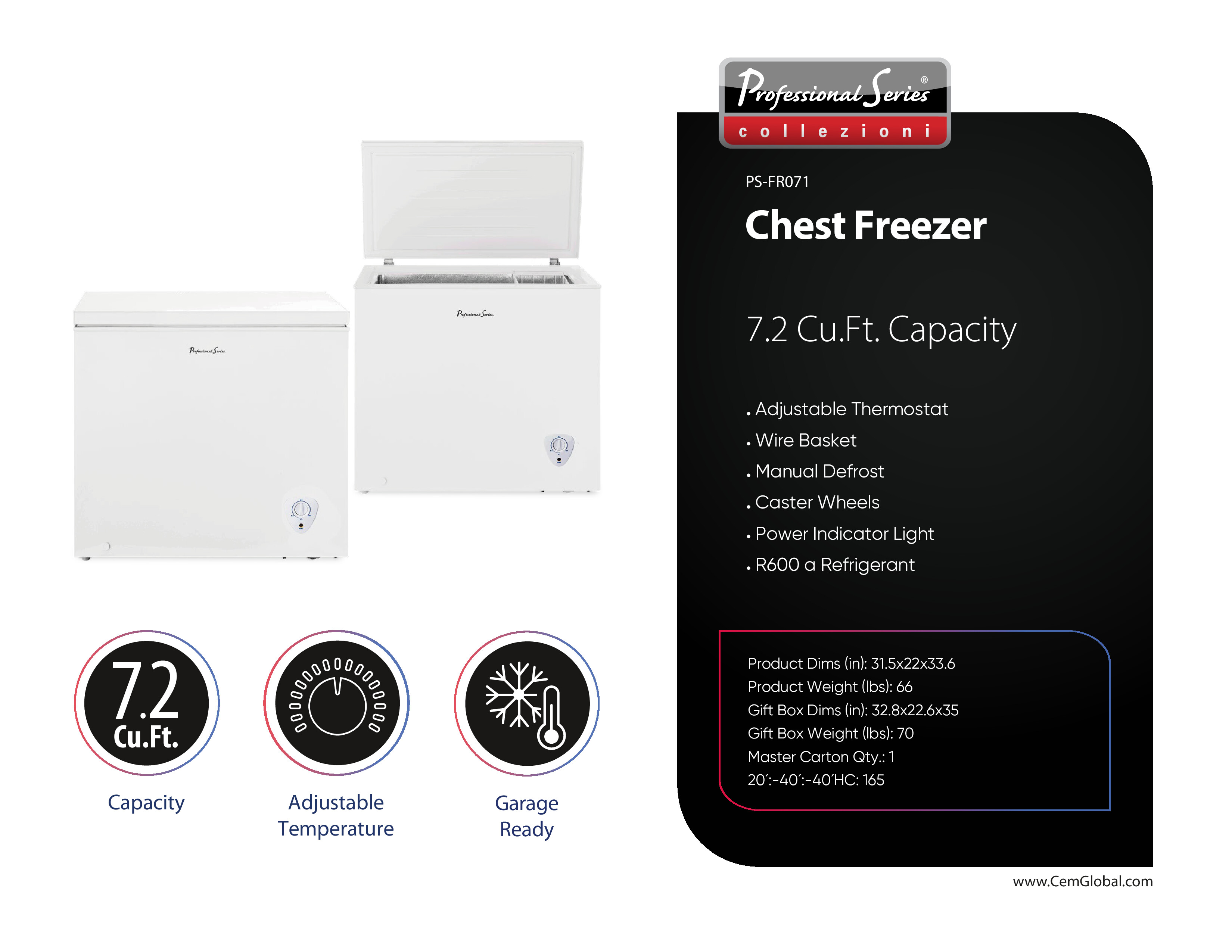 Chest Freezer 7.2 Cu.Ft. Capacity