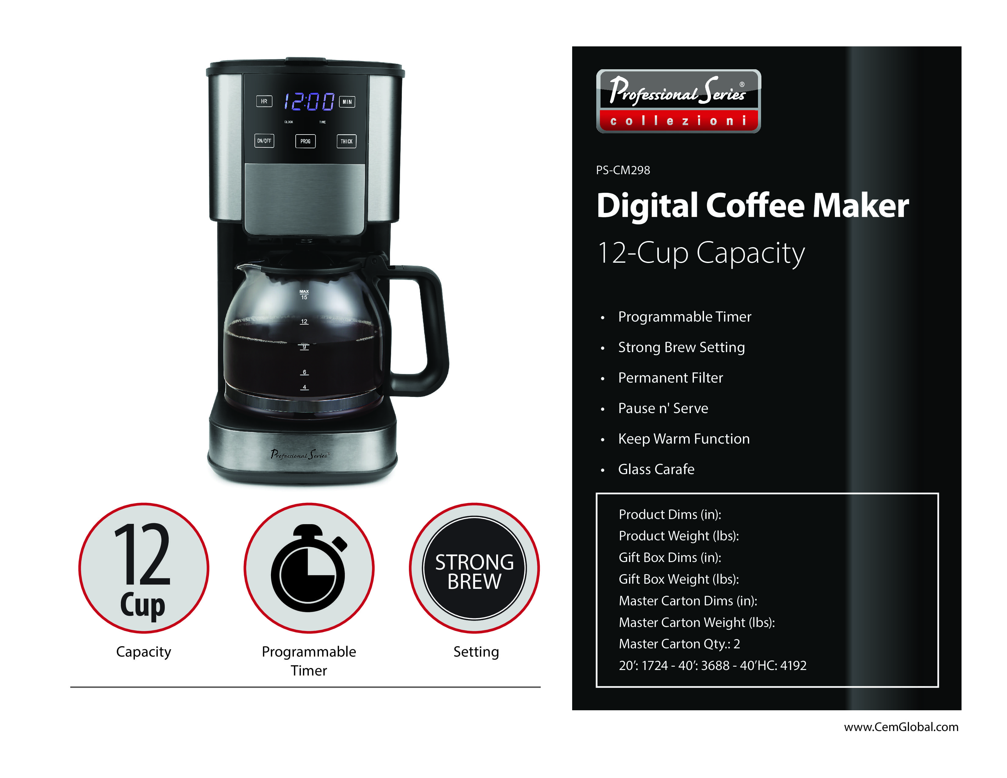 Digital Coffee Maker 12-cup Capacity