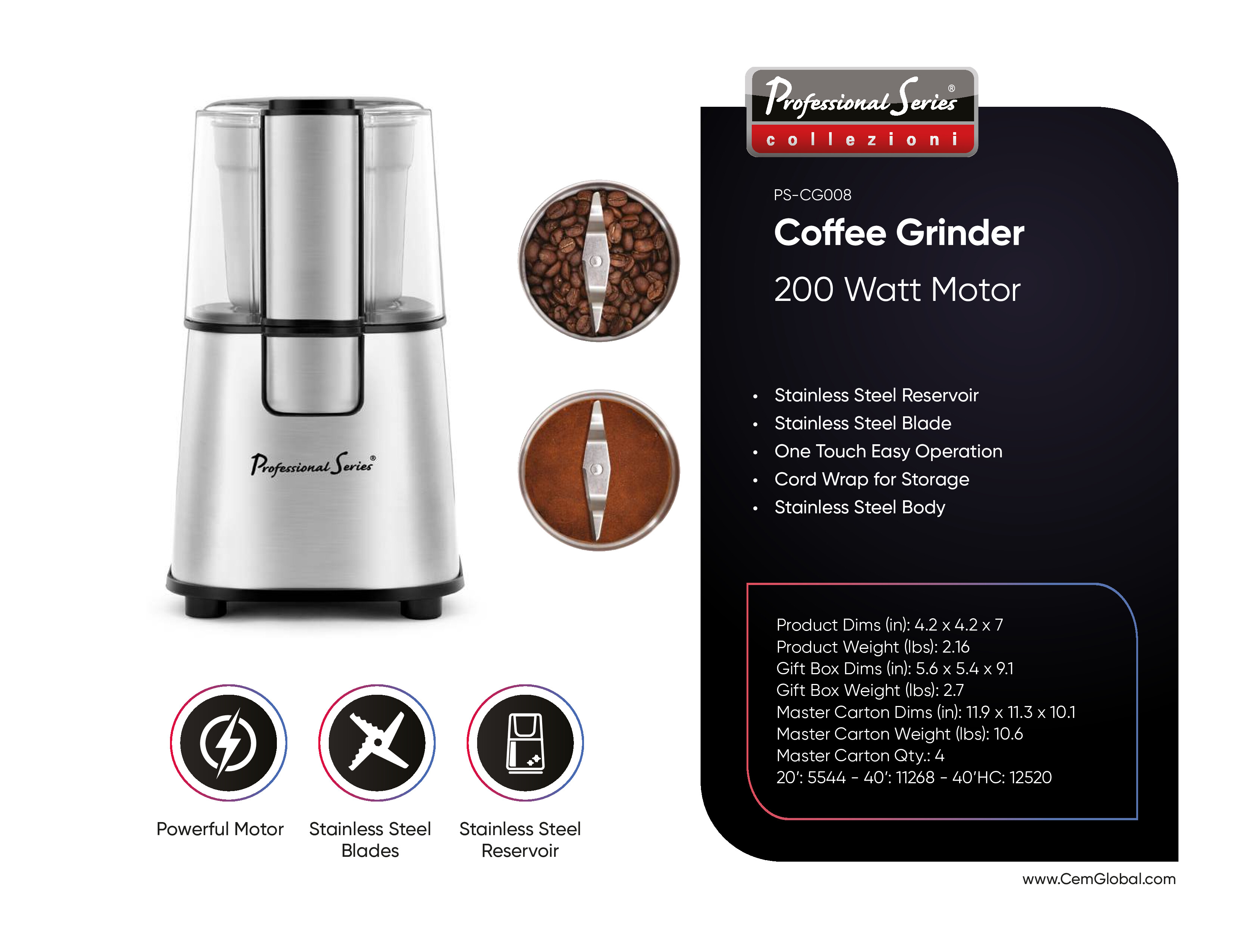 Coffee Grinder 200 Watt motor