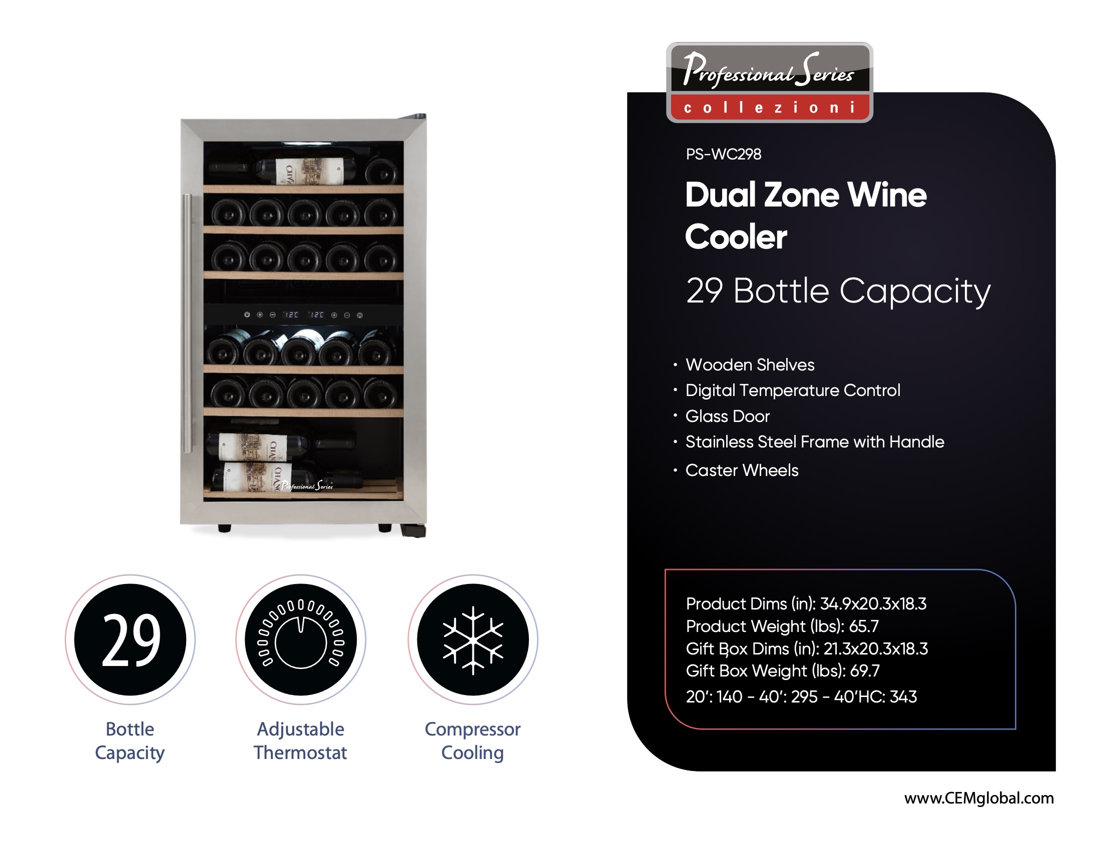 Dual Zone Wine Cooler 29 Bottle