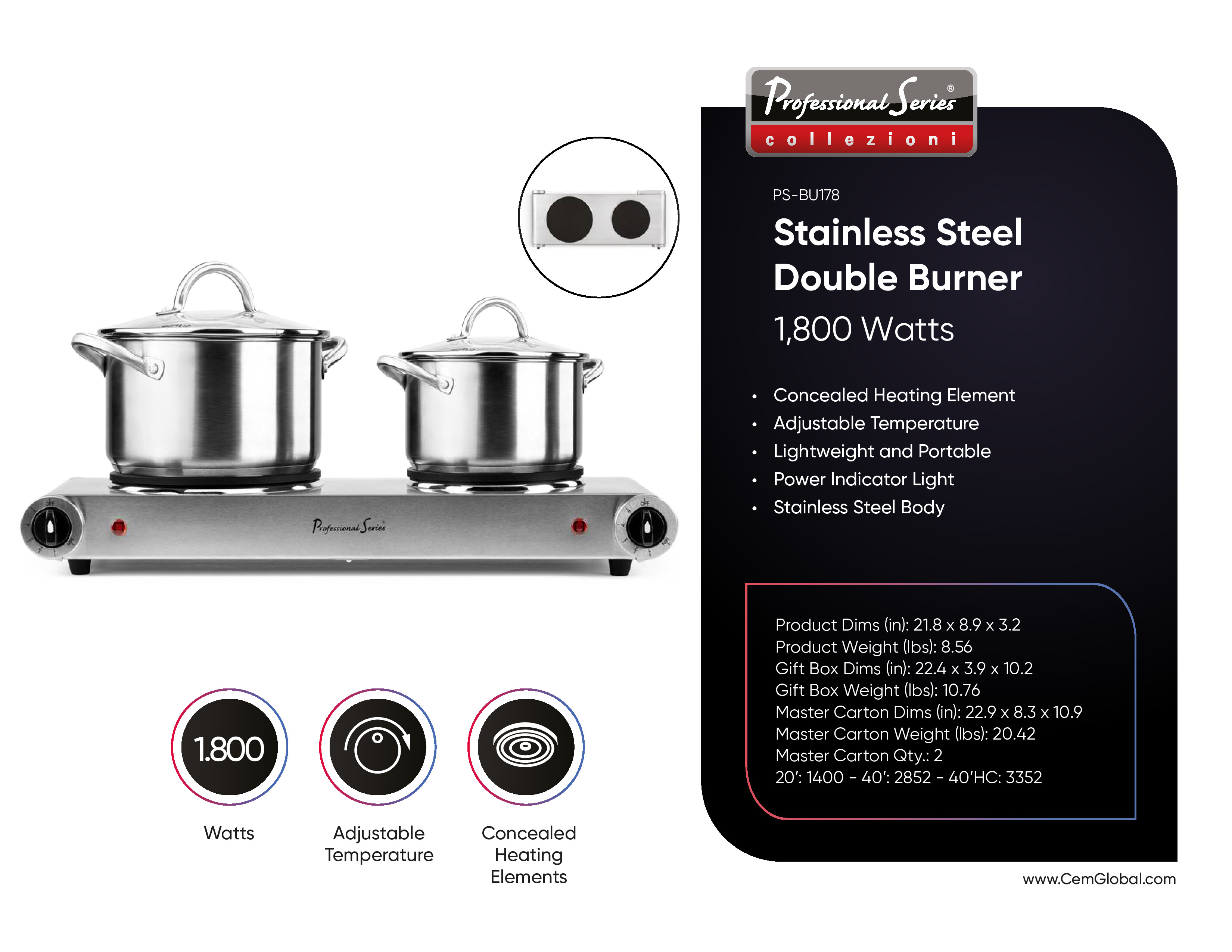 Stainless Steel Double Burner