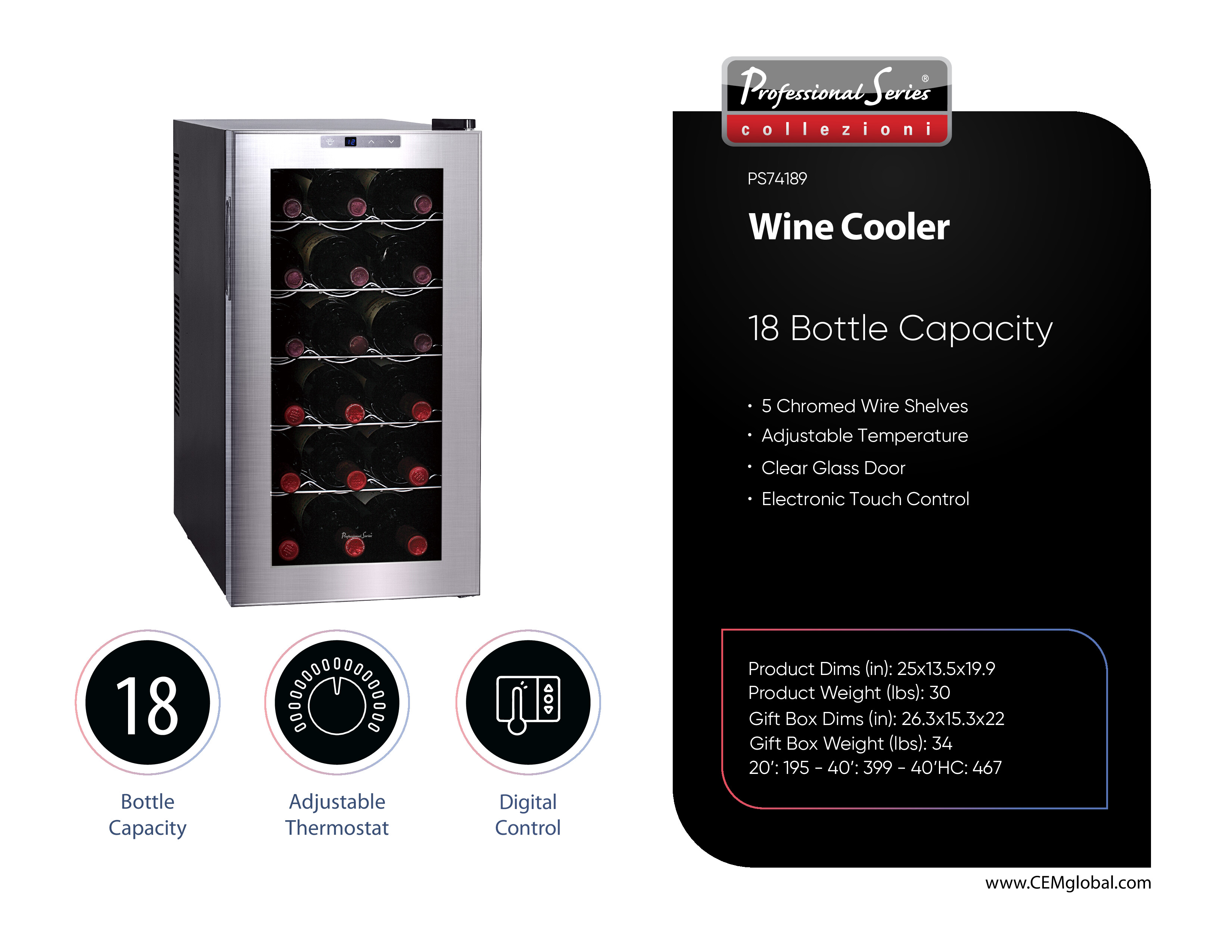 Wine Cooler 18 bottle copacity
