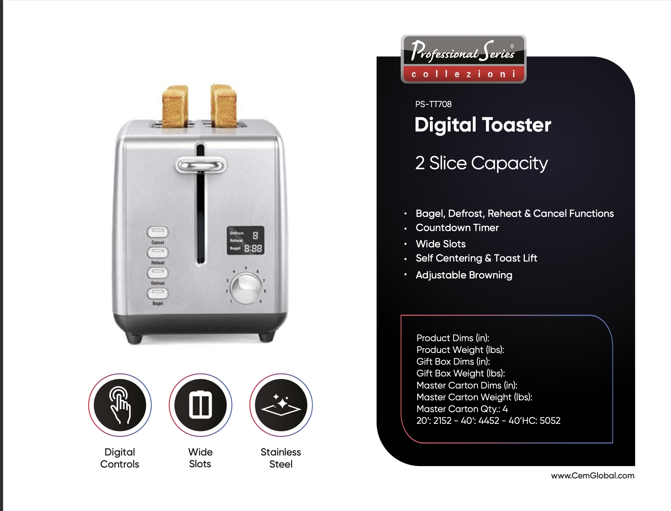 Digital Toaster 2 Slice