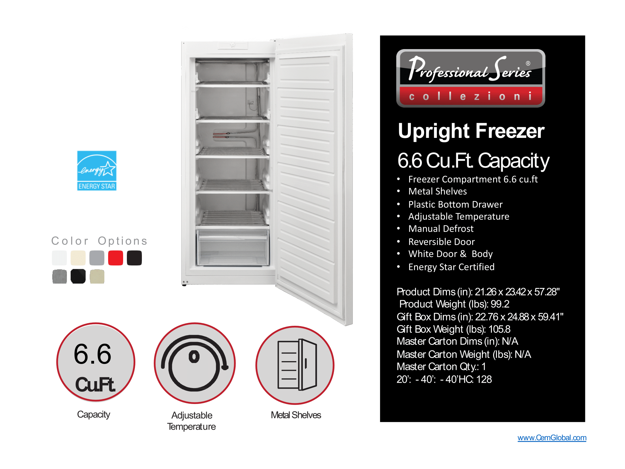 Upright Freezer 6.6 Cu.Ft. Capacity