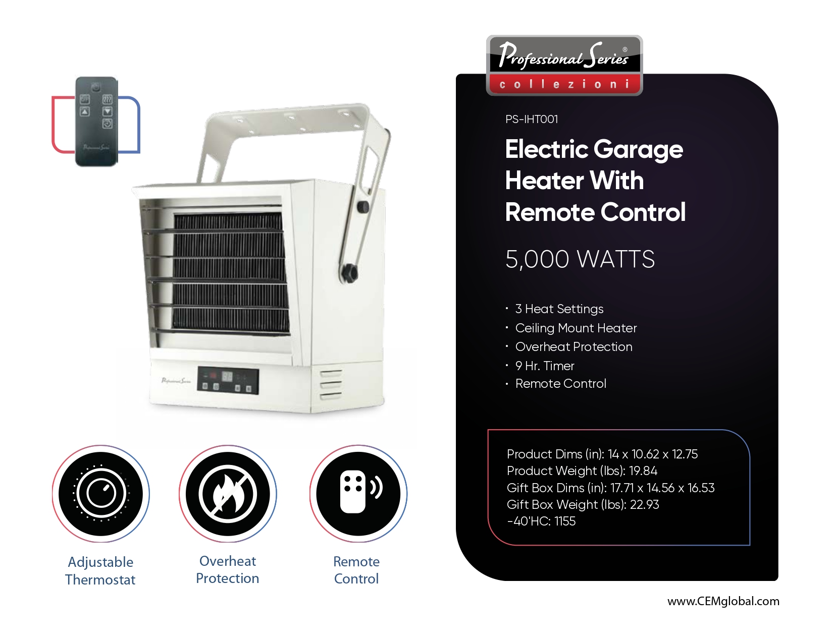 Electric Garage Heater With Remote Control