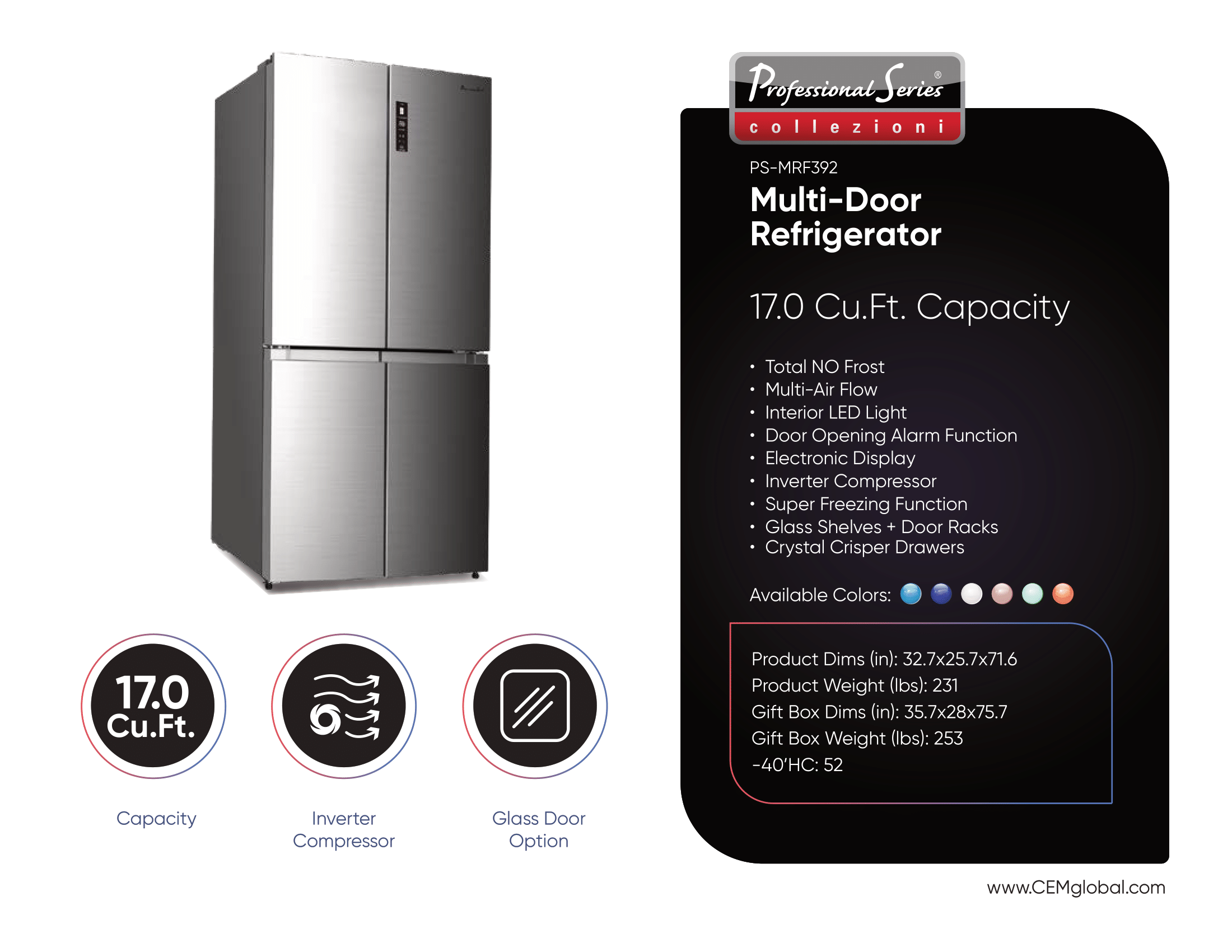 Multi-Door Refrigerator 17.0 Cu.Ft