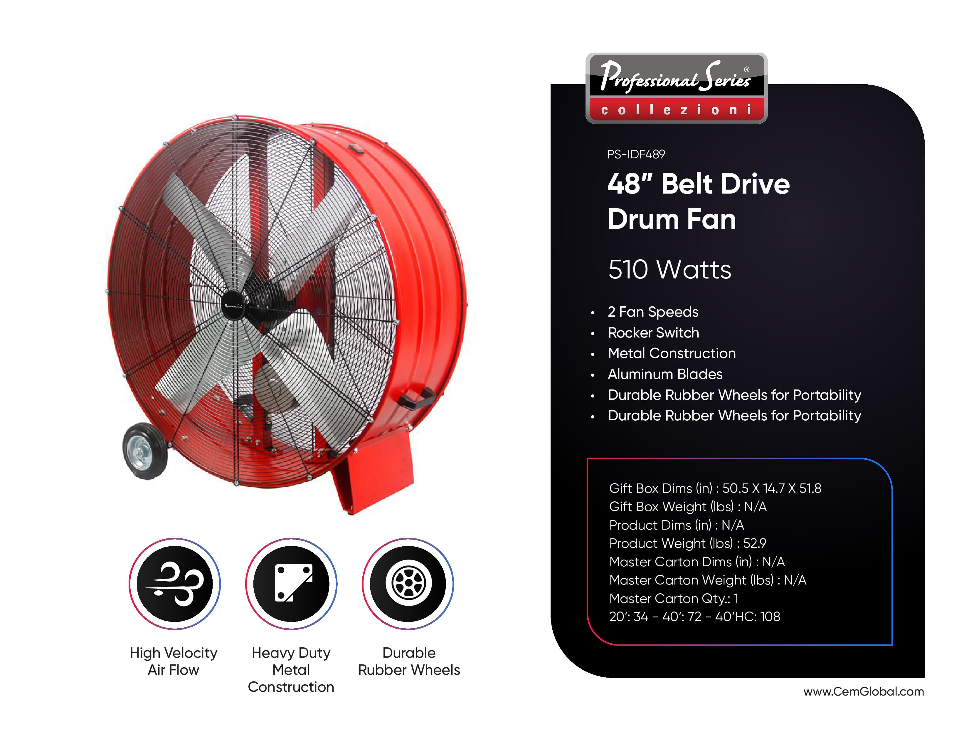 48” Belt Drive Drum Fan