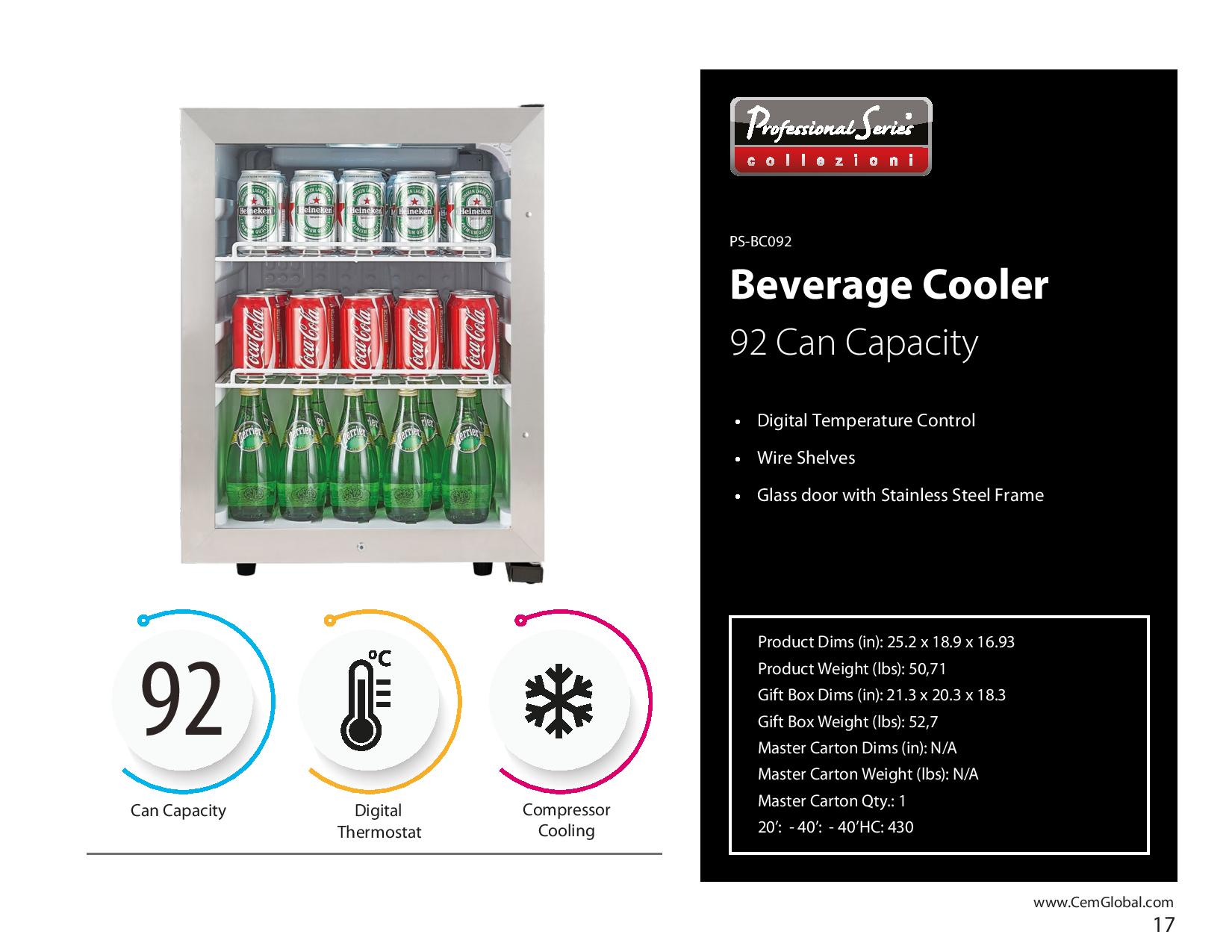 Beverage Cooler 92 Can Capacity