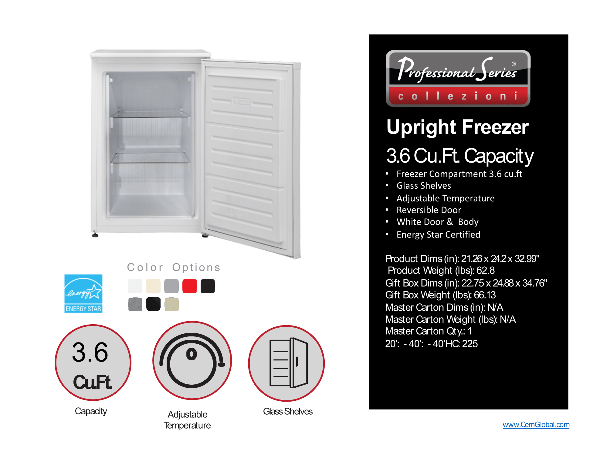 Upright Freezer 3.6 Cu.Ft. Capacity