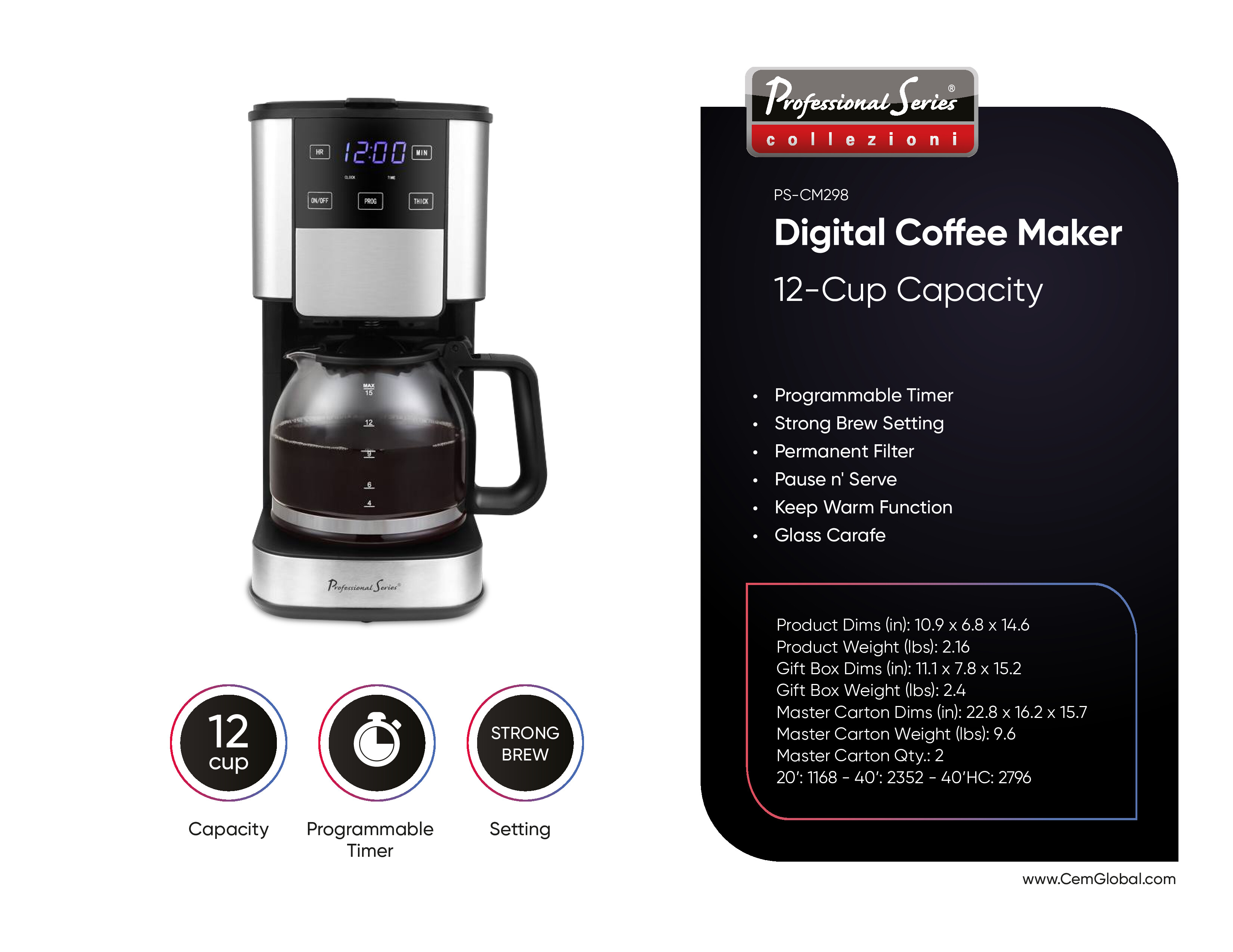 Digtial Coffee Maker 12-Cup