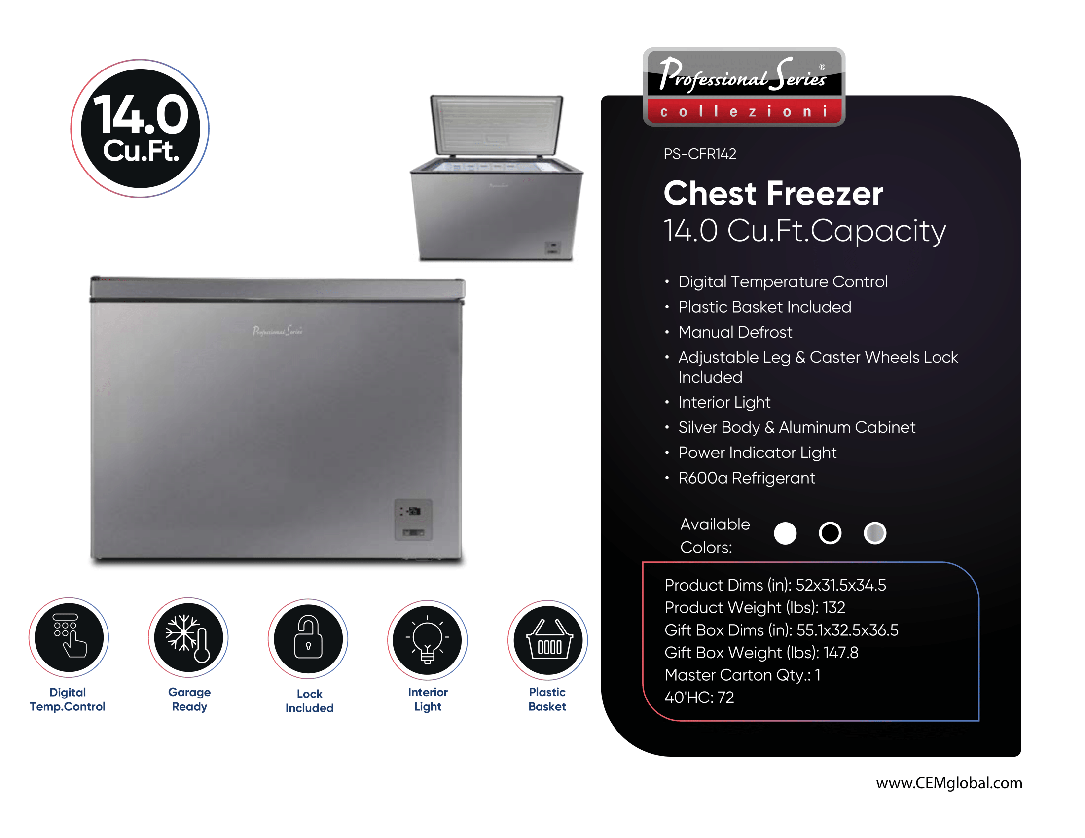 Chest Freezer 14.0 Cu.Ft