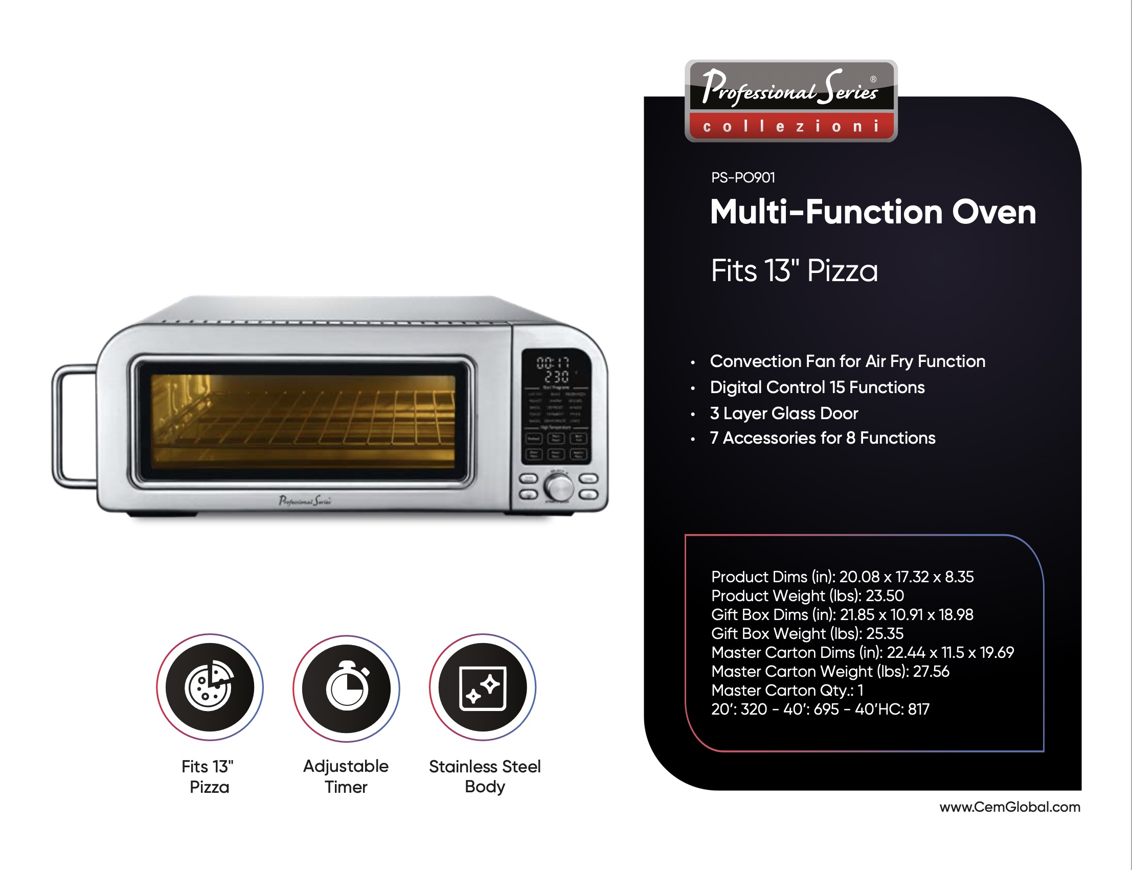 Multi-Function Oven Fits 13"