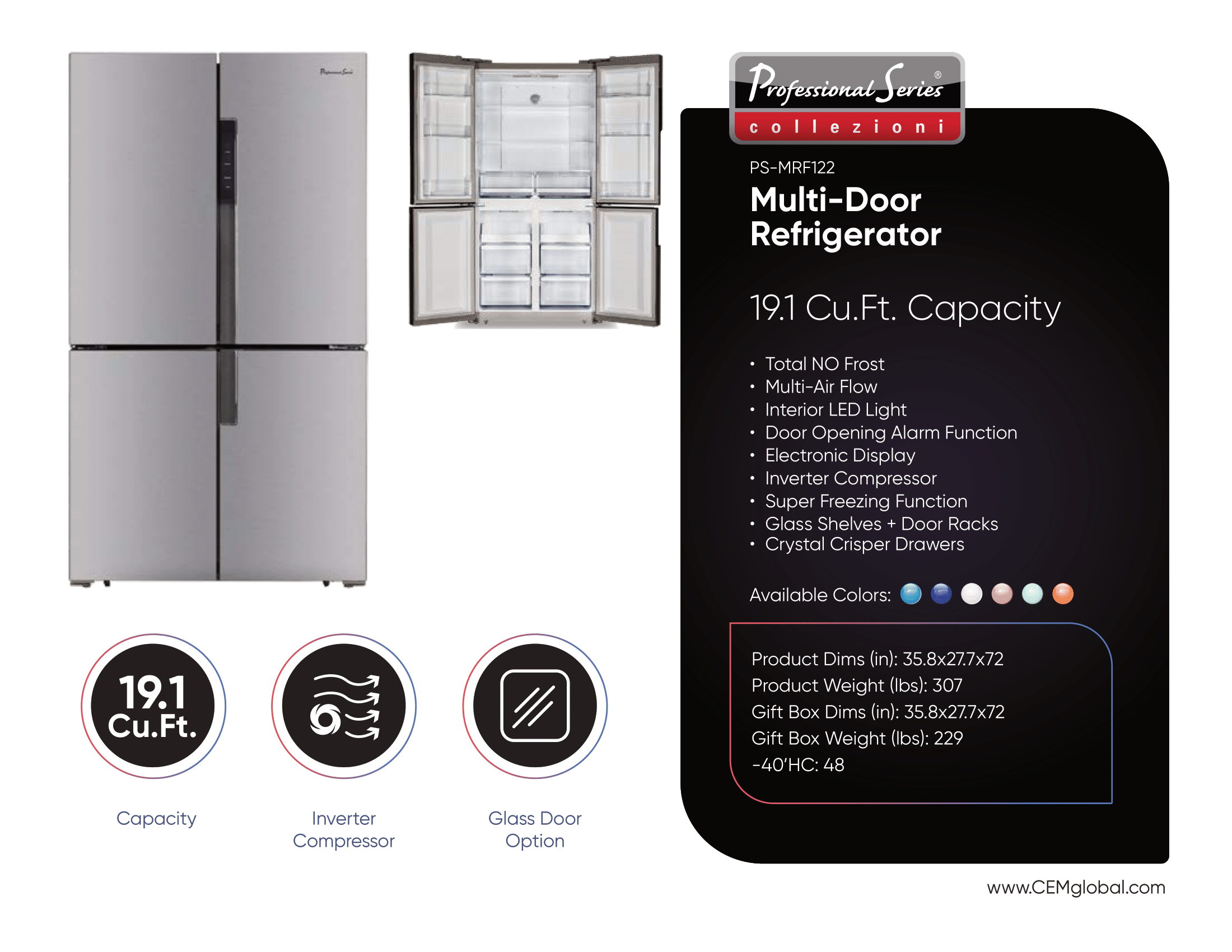 Multi-Door Refrigerator 19.1 Cu.Ft.