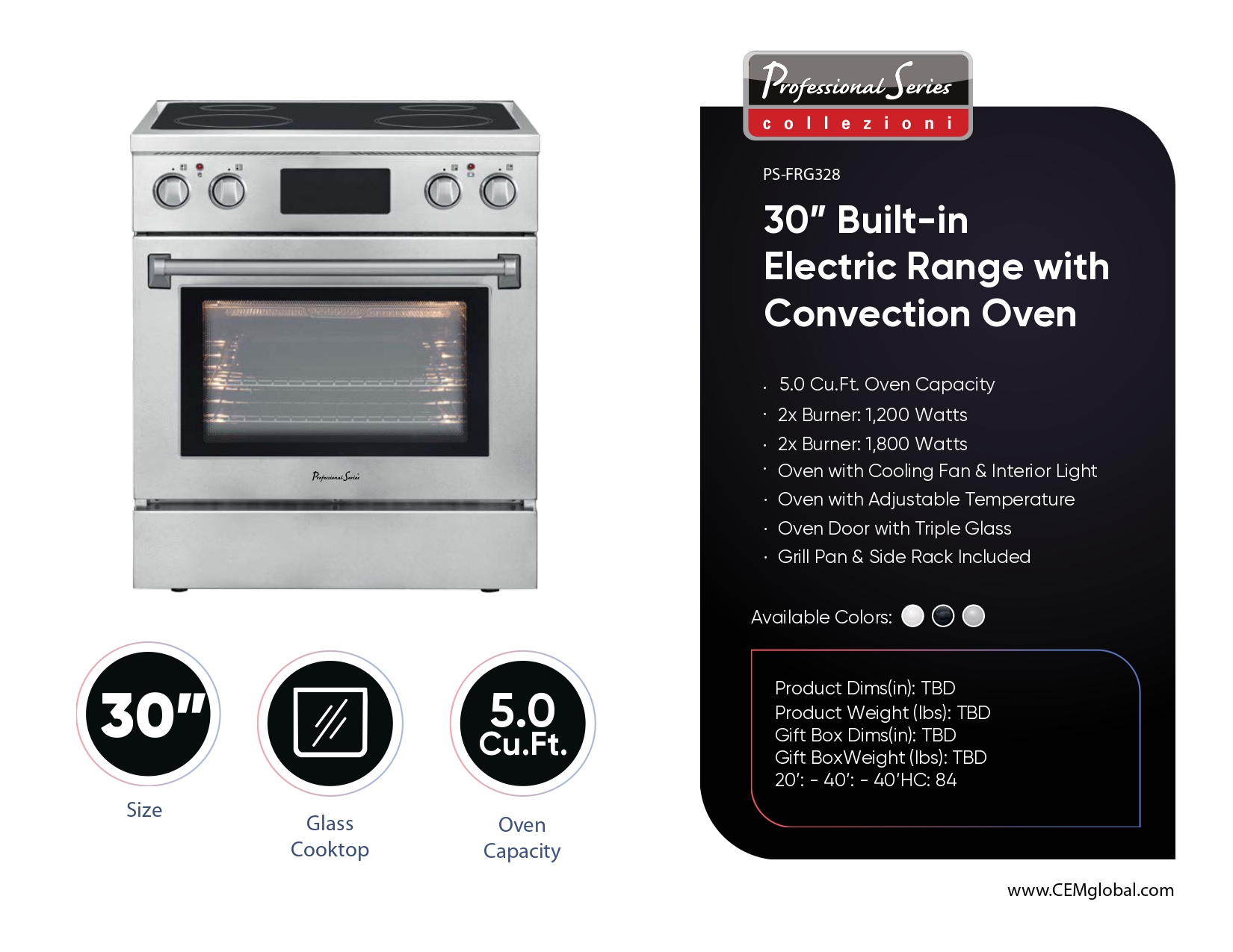 30” Built-in Electric Range with Convection Oven