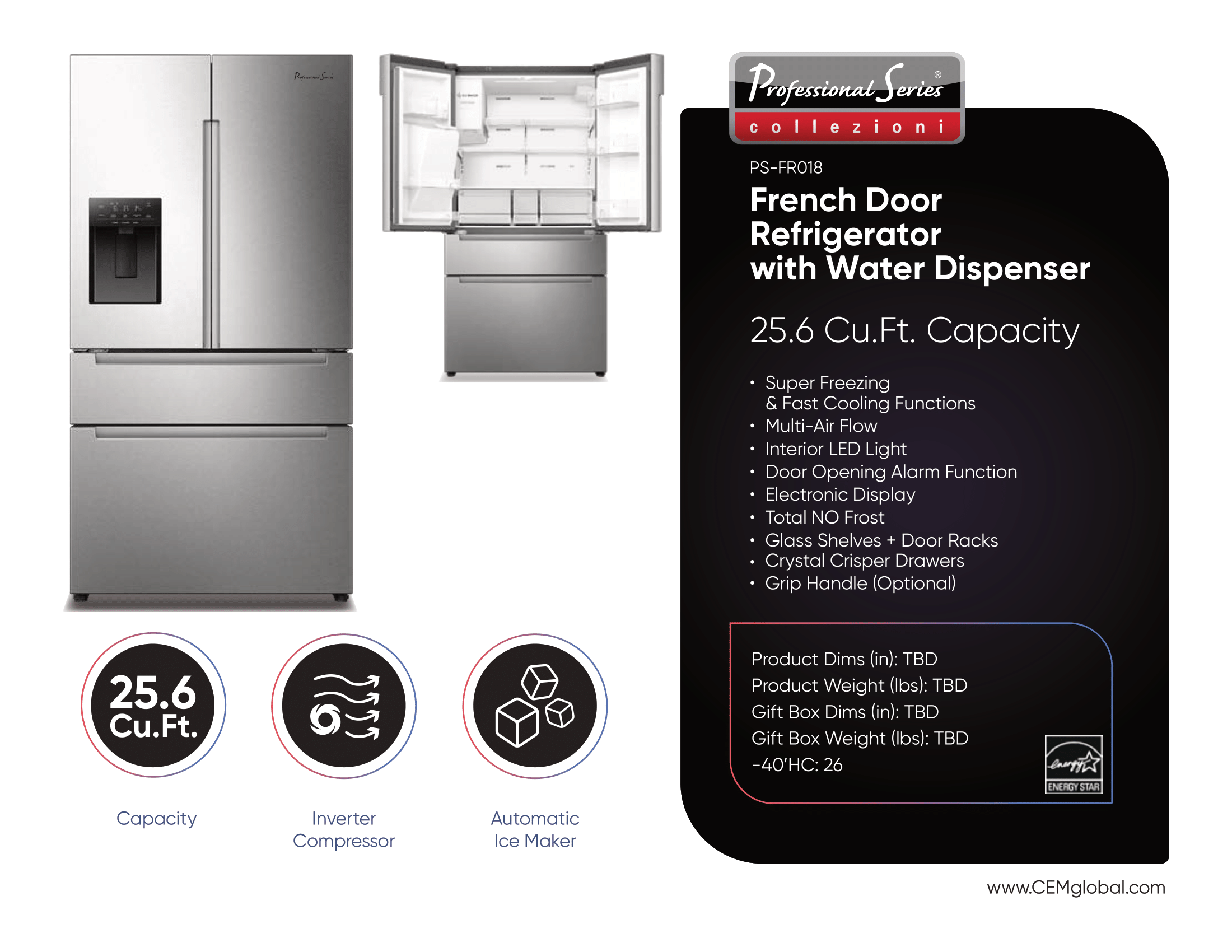 French Door Refrigerator with Water Dispenser