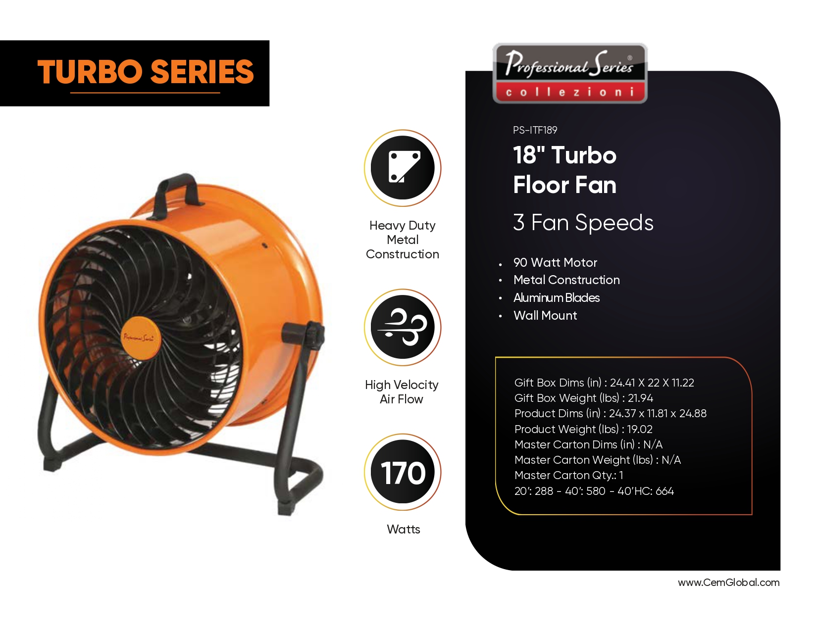 18" Turbo Floor Fan
