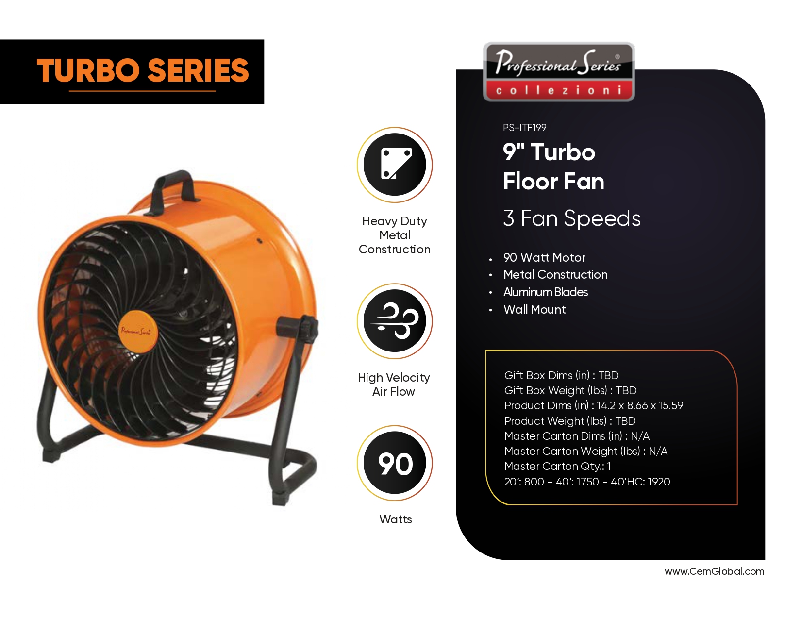 9" Turbo Floor Fan