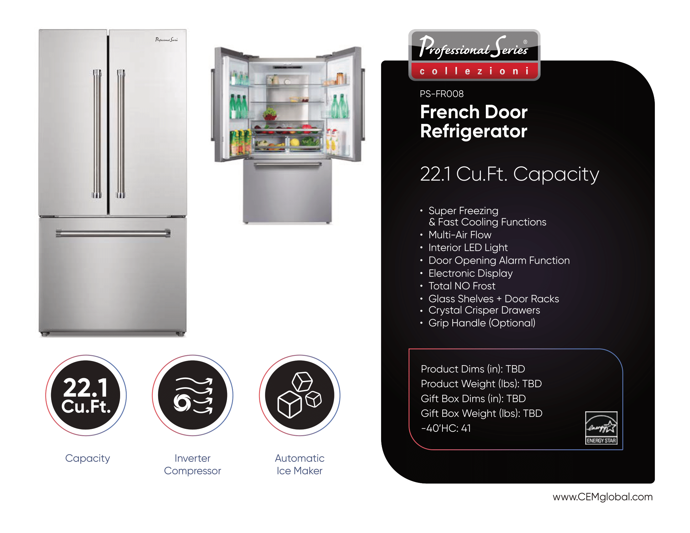 French Door Refrigerator 22.1 Cu.Ft