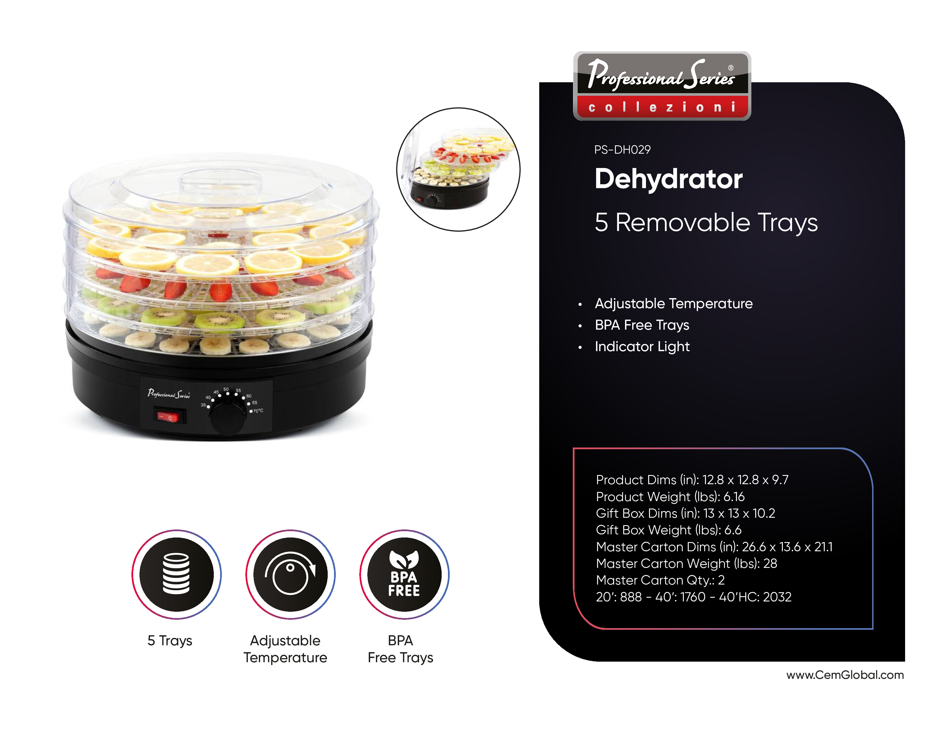 Dehydrator 5 Removable Trays