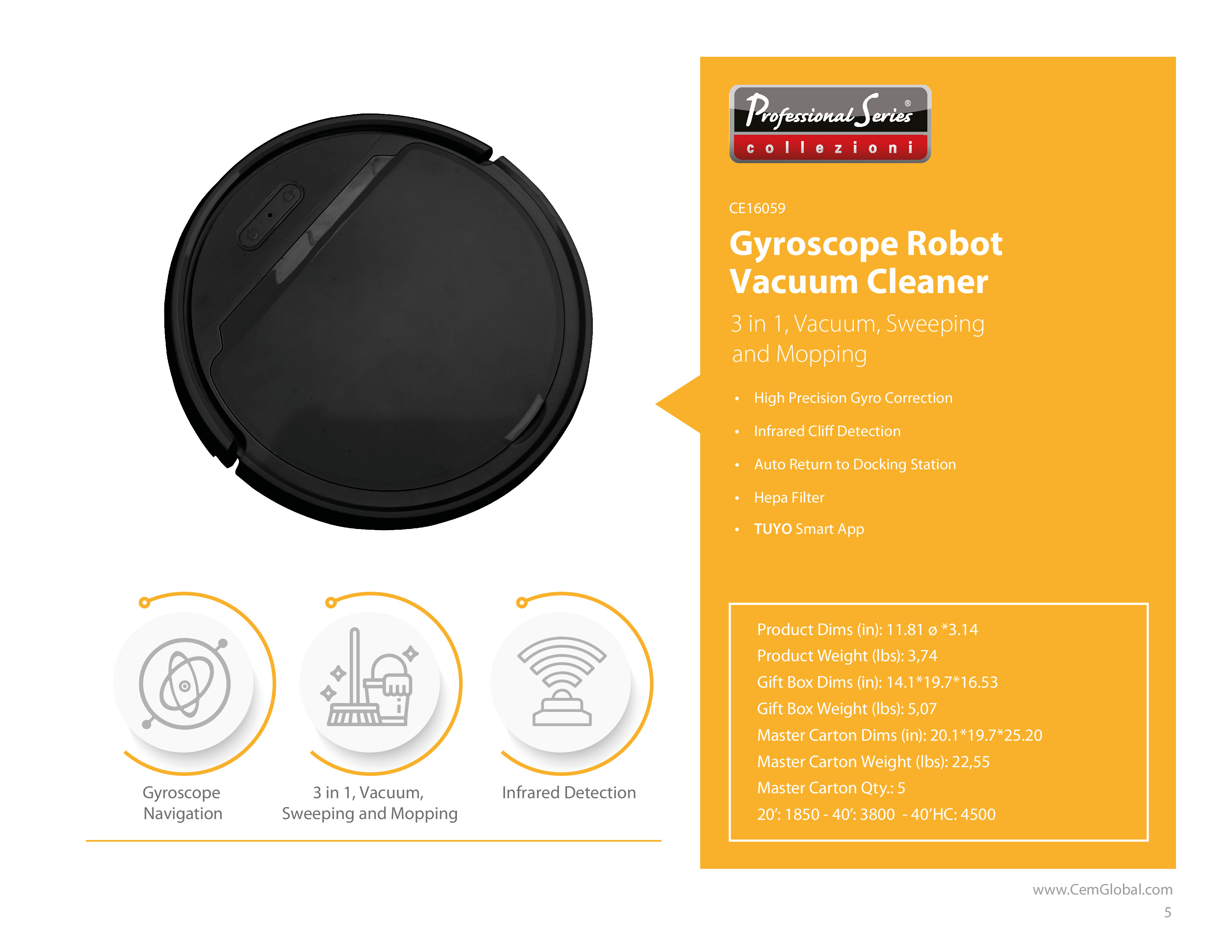 Gyroscope Robot Vacuum Cleaner