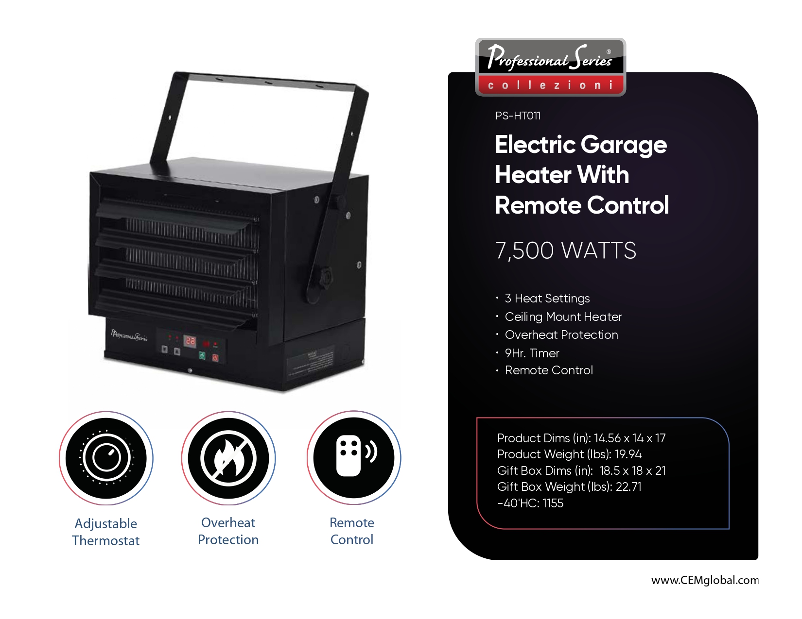 Electric Garage Heater With Remote Control