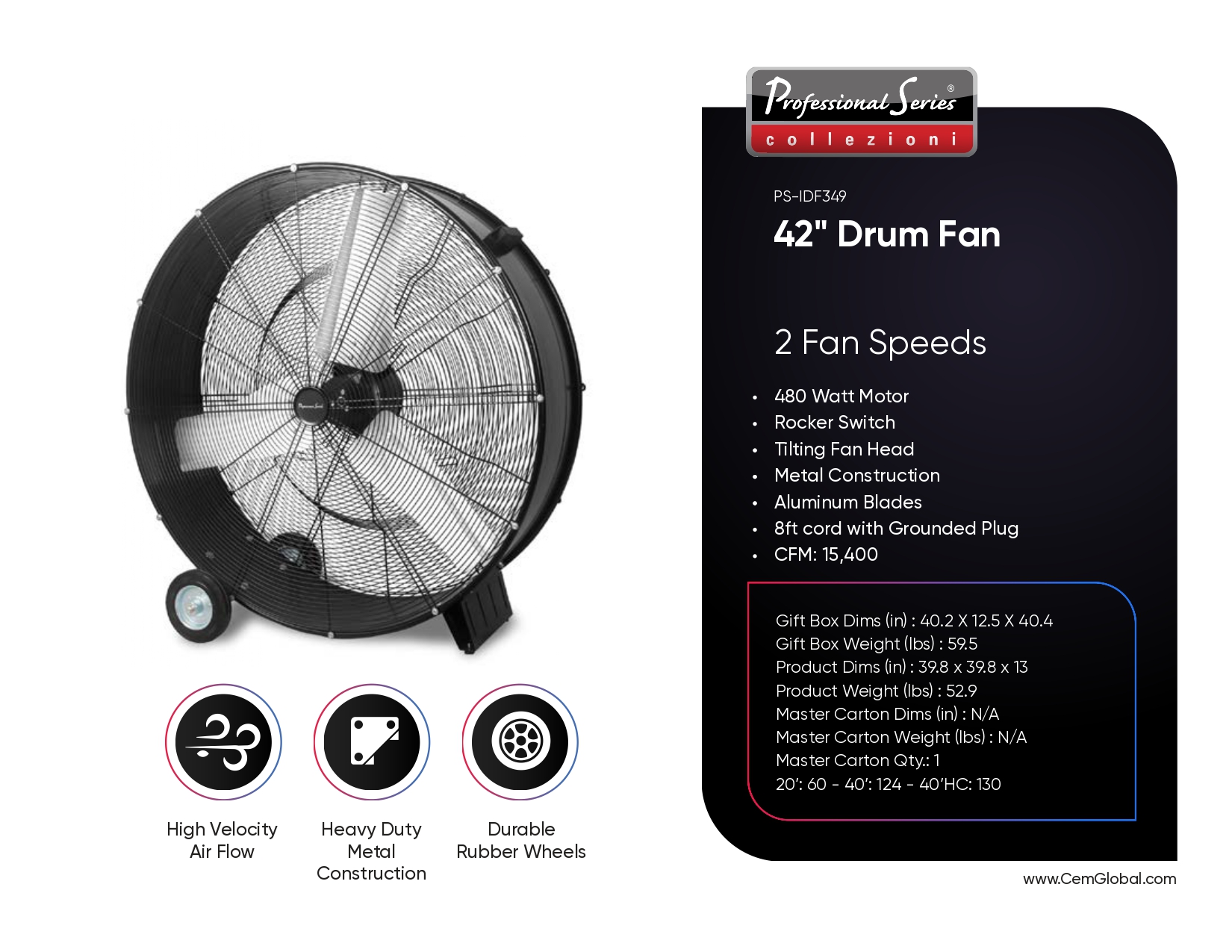 42" Drum Fan