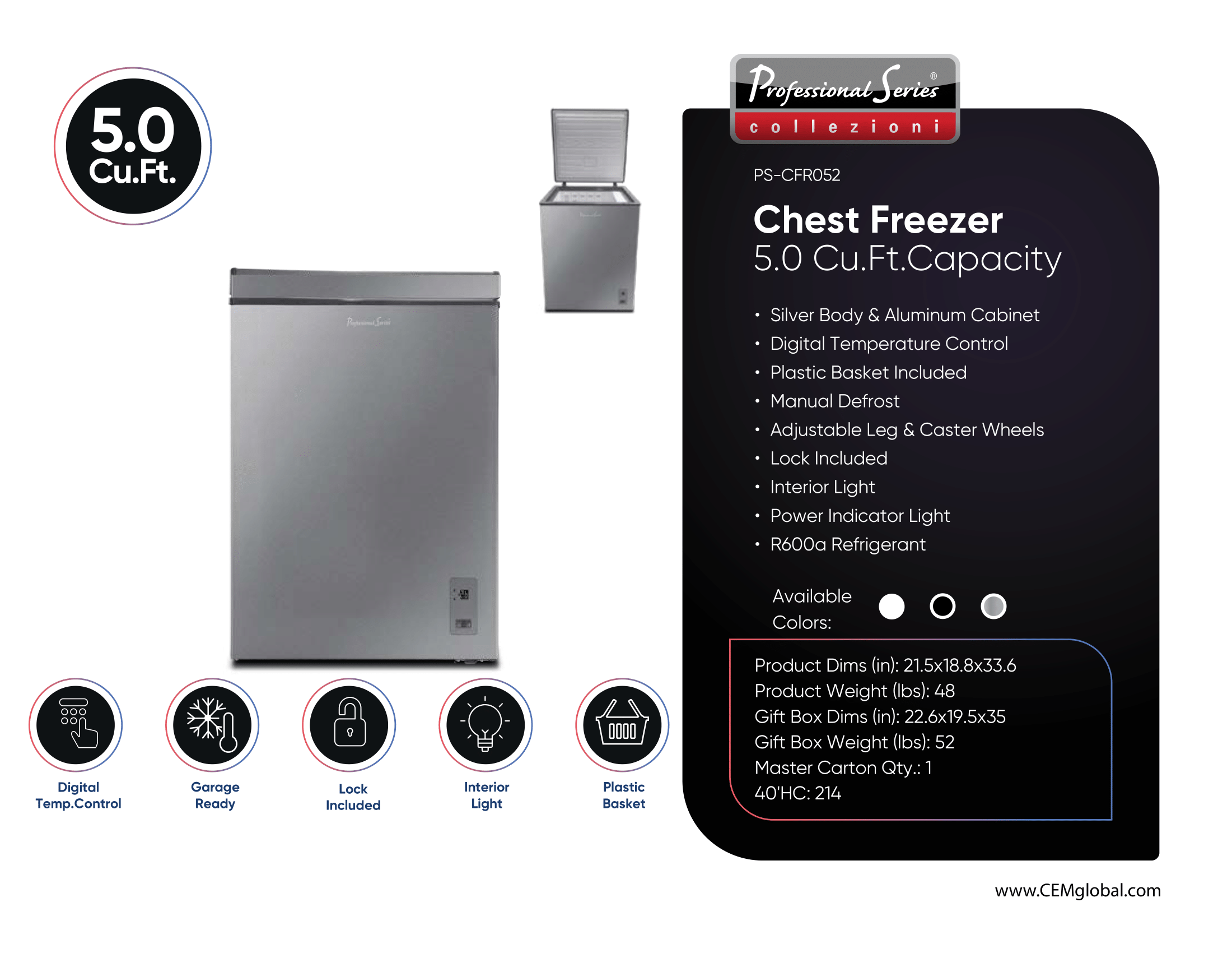 Chest Freezer 5.0 Cu.Ft