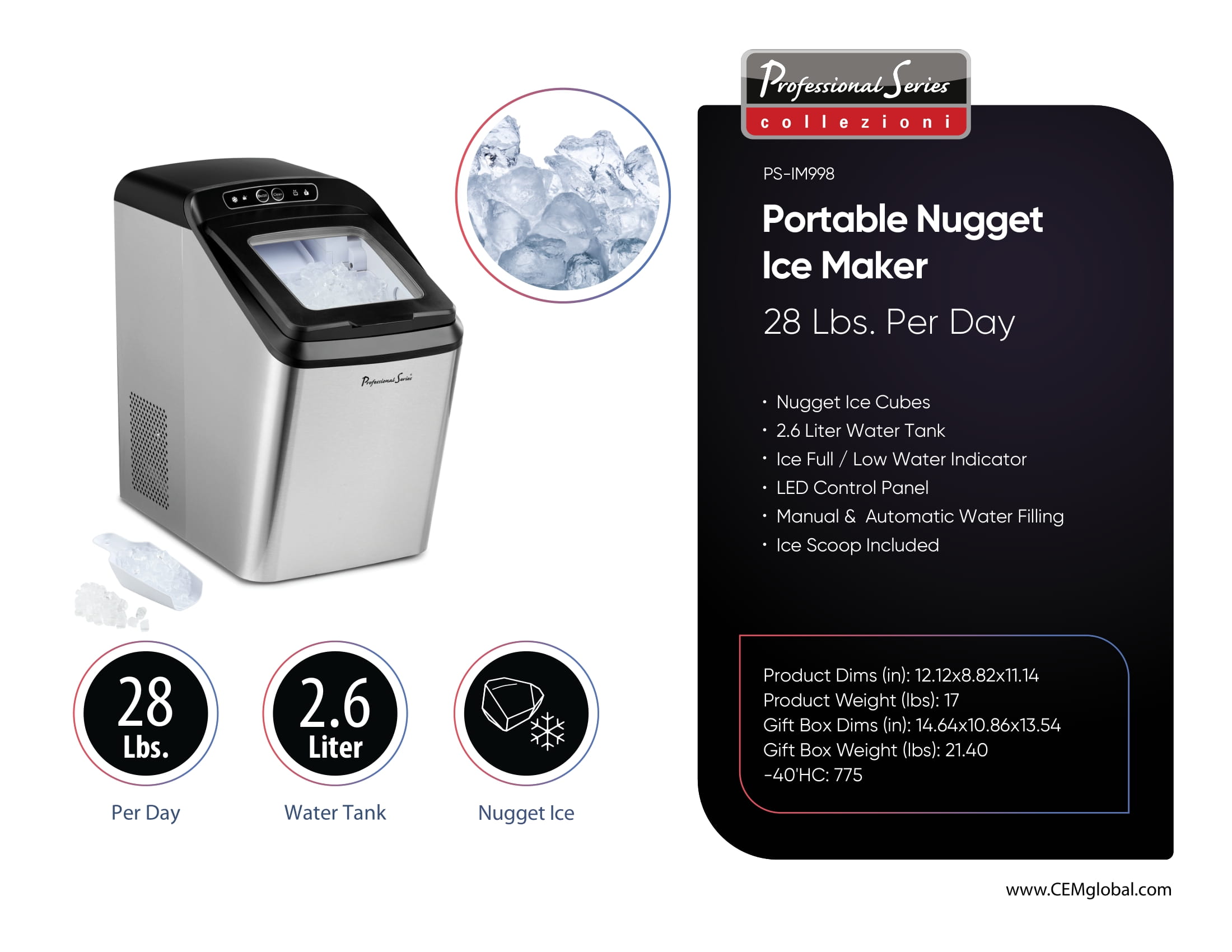 Portable Nugget Ice Maker 28 Lbs.