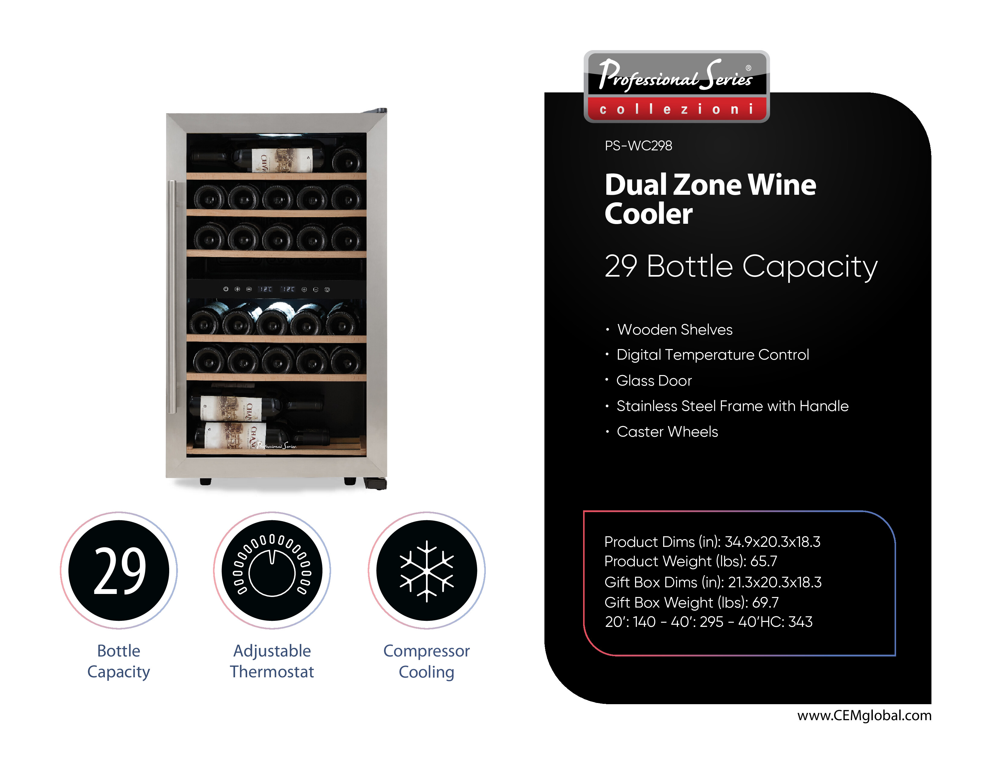 Dual Zone Wine Cooler 29 Bottle Capacity
