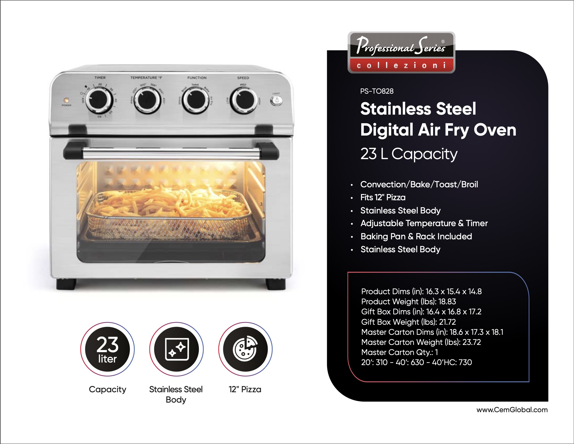 Stainless Steel Digital Air Fry Oven 23 L