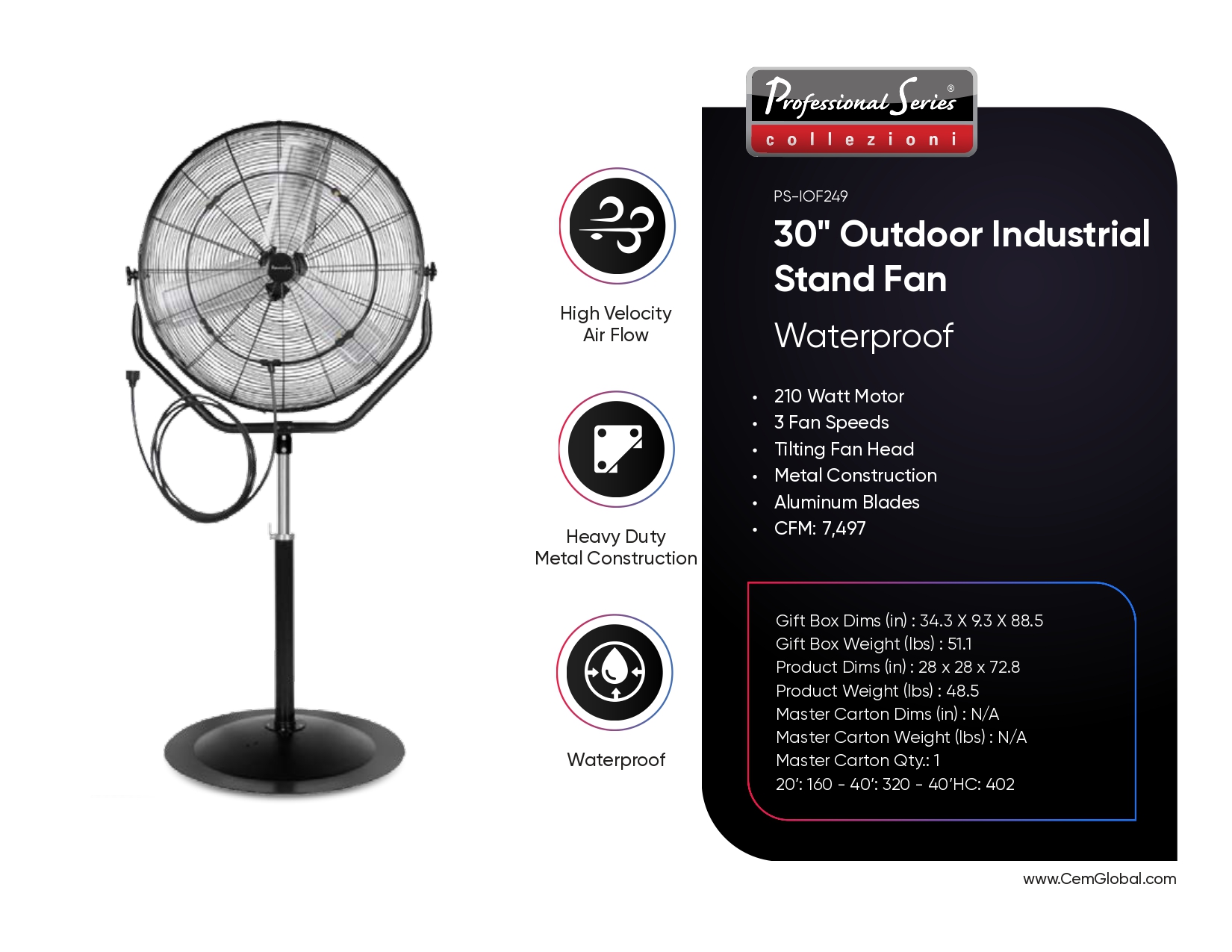 30" Outdoor Industrial Stand Fan