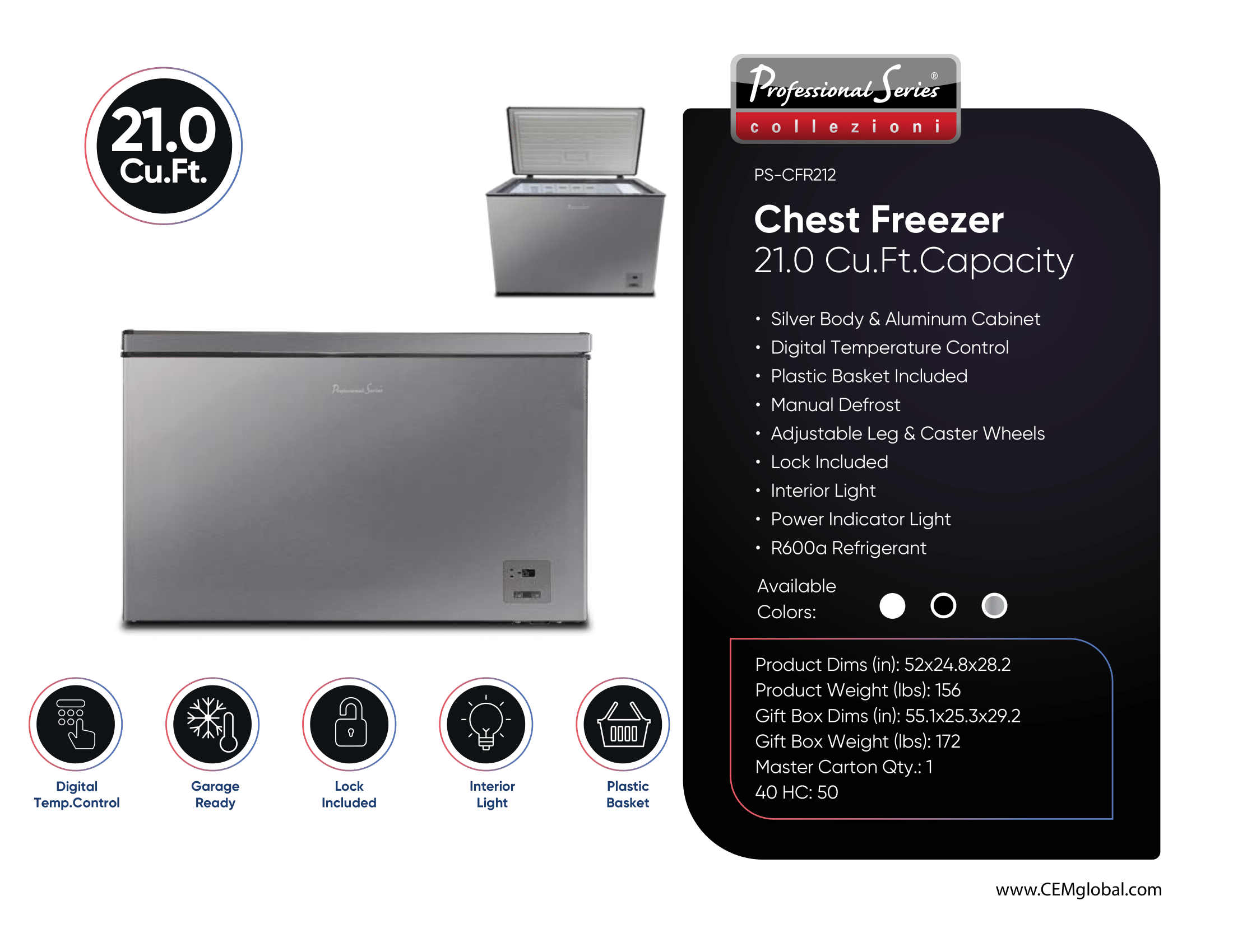 Chest Freezer 21.0 Cu.Ft